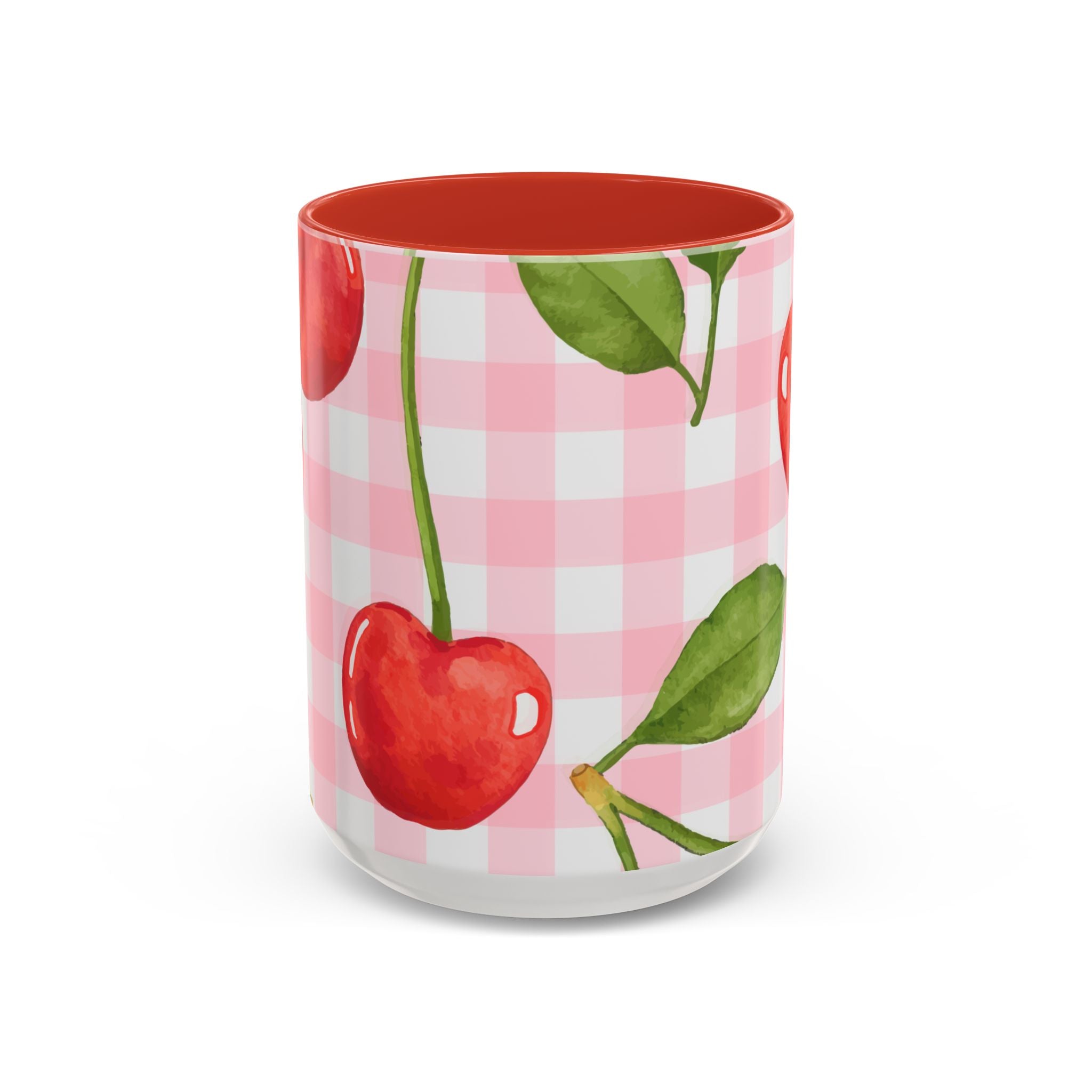 Colorful Cherries Accent Coffee Mug (11, 15oz) in red or blue