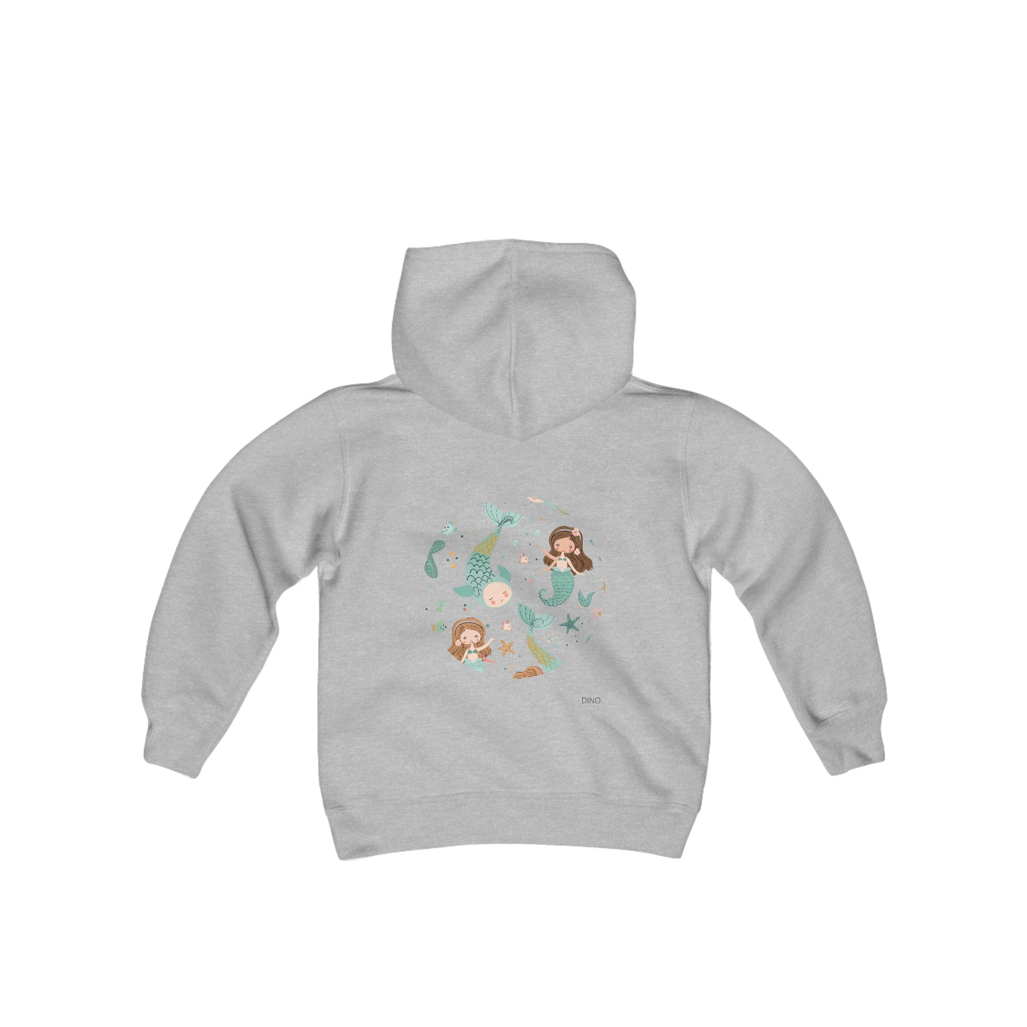 Girls Mermaid Circle  on Heavy Blend Youth Hooded Sweatshirt, Cotton Blend