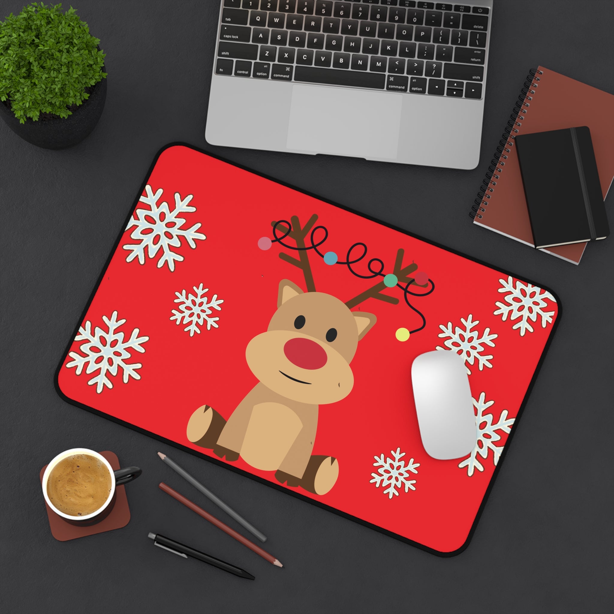 Desk Mat - Reindeer Snowflake Design