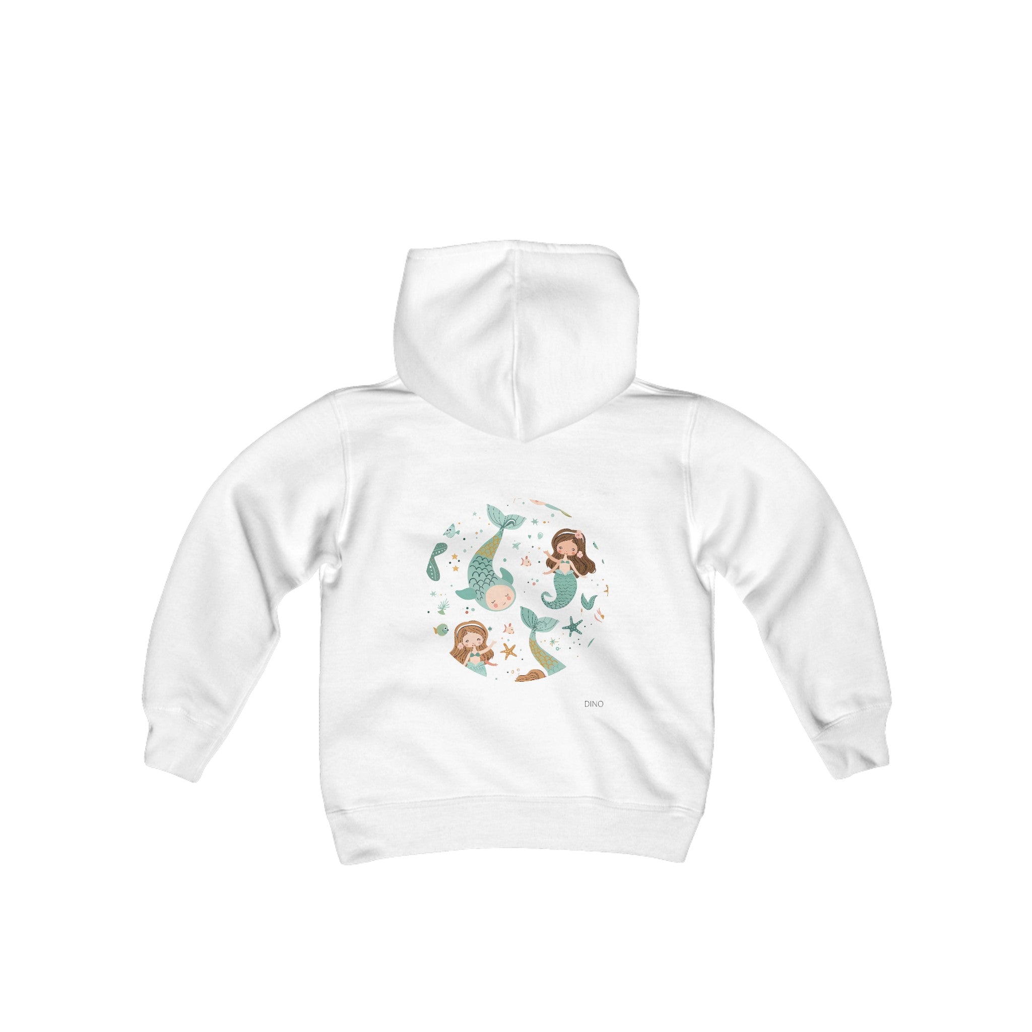 Girls Mermaid Circle  on Heavy Blend Youth Hooded Sweatshirt, Cotton Blend