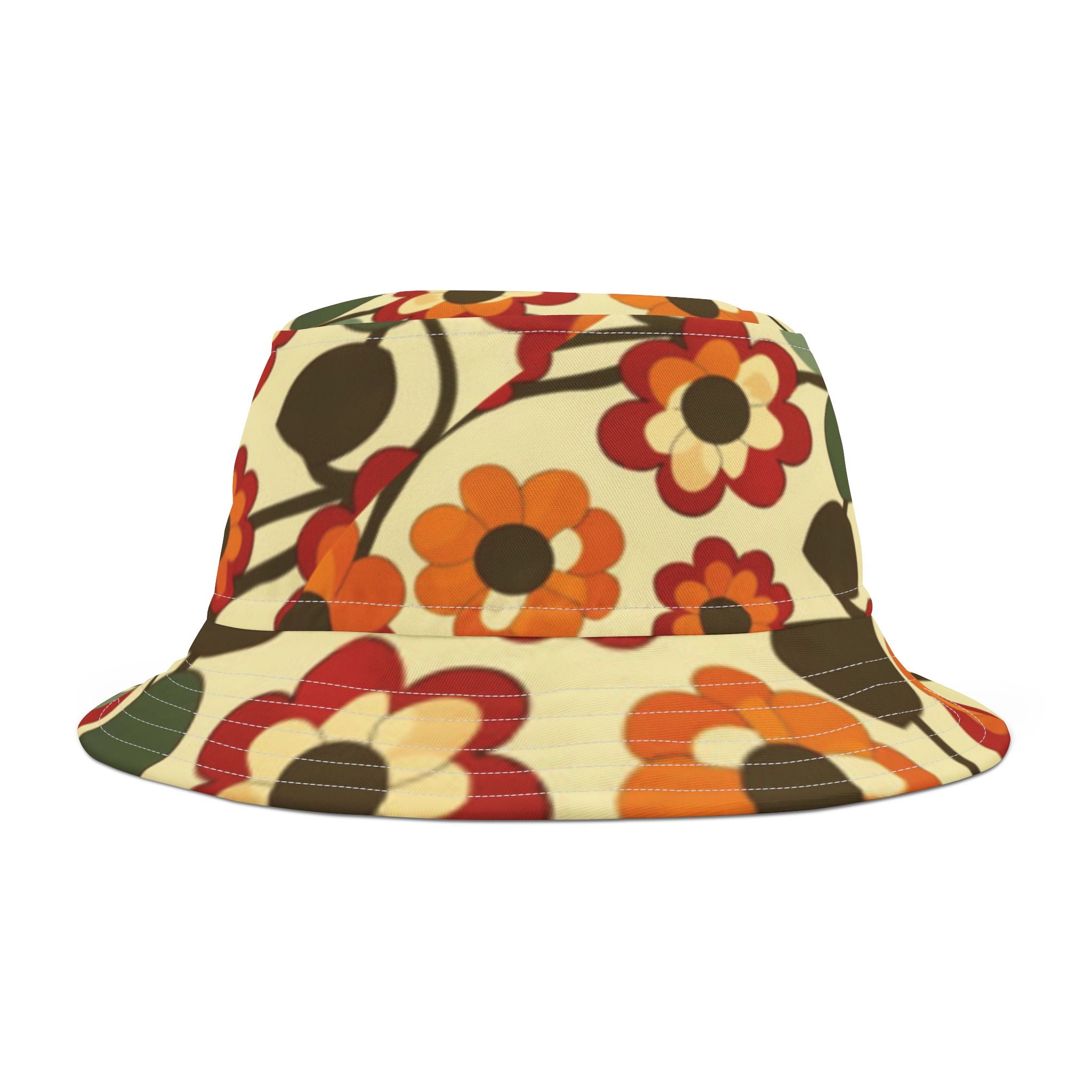 Retro Flower Bucket Hat Bucket Hat Floral Hat Retro floral Hat Festival Hat