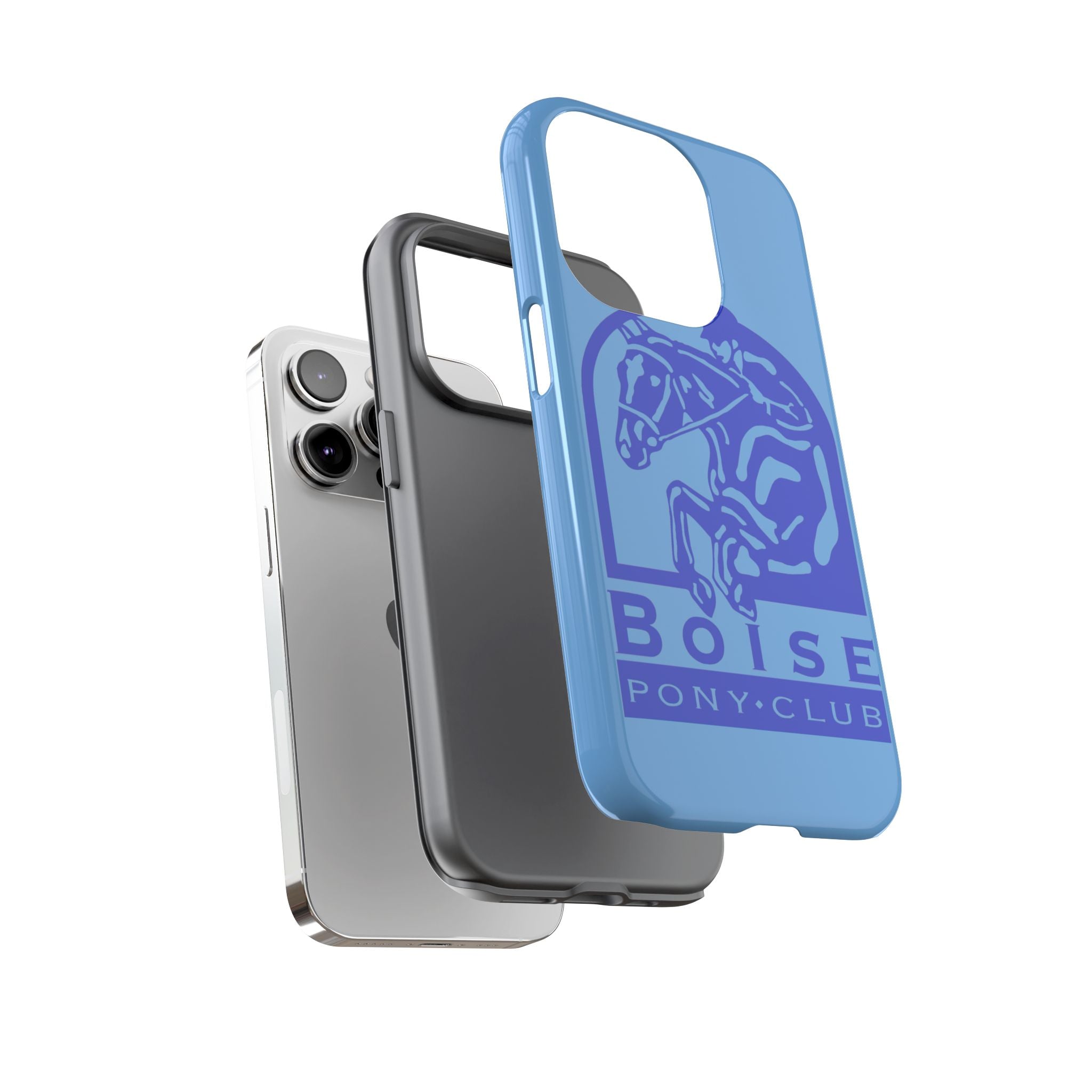 Durable iPhone case with Boise Pony Club logo iPhone 16, 15 and 14 models.