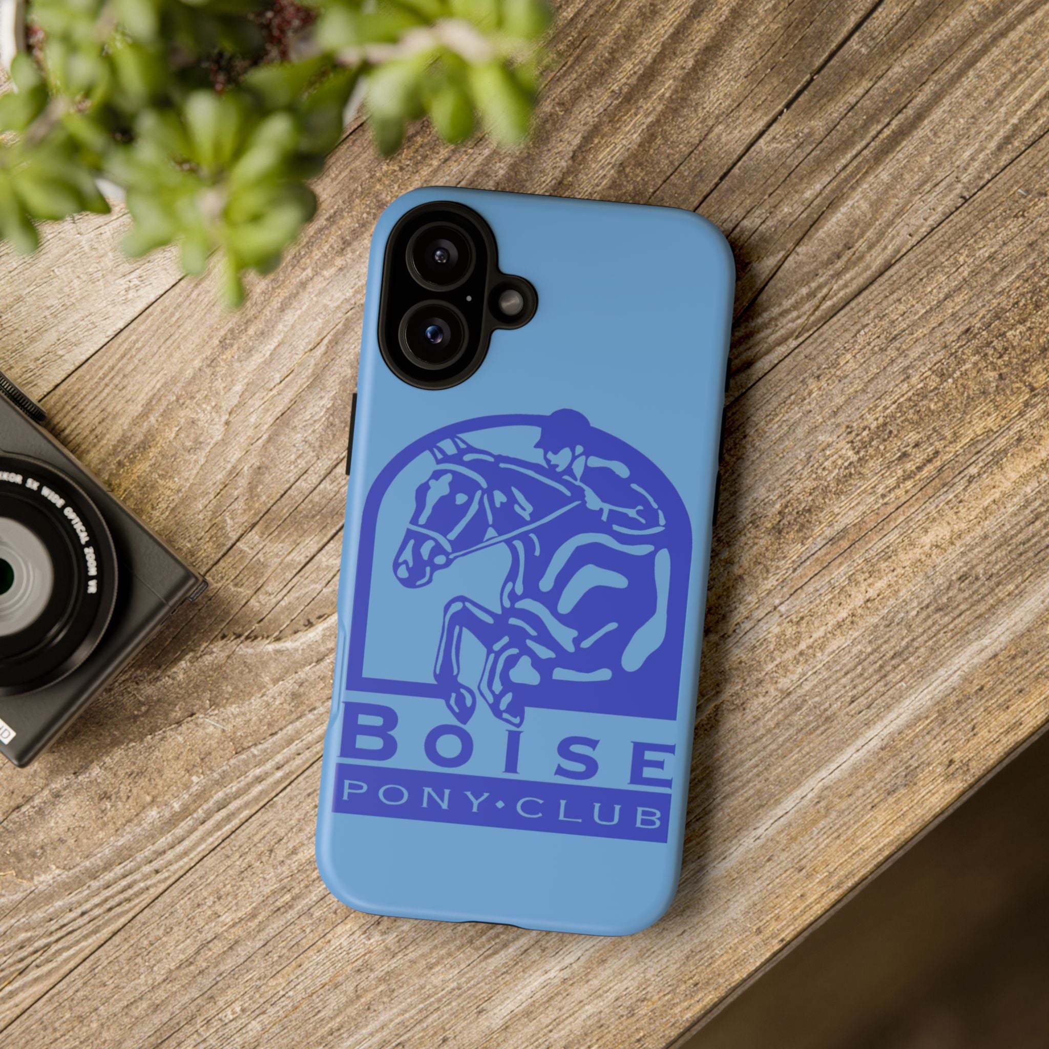 Durable iPhone case with Boise Pony Club logo iPhone 16, 15 and 14 models.