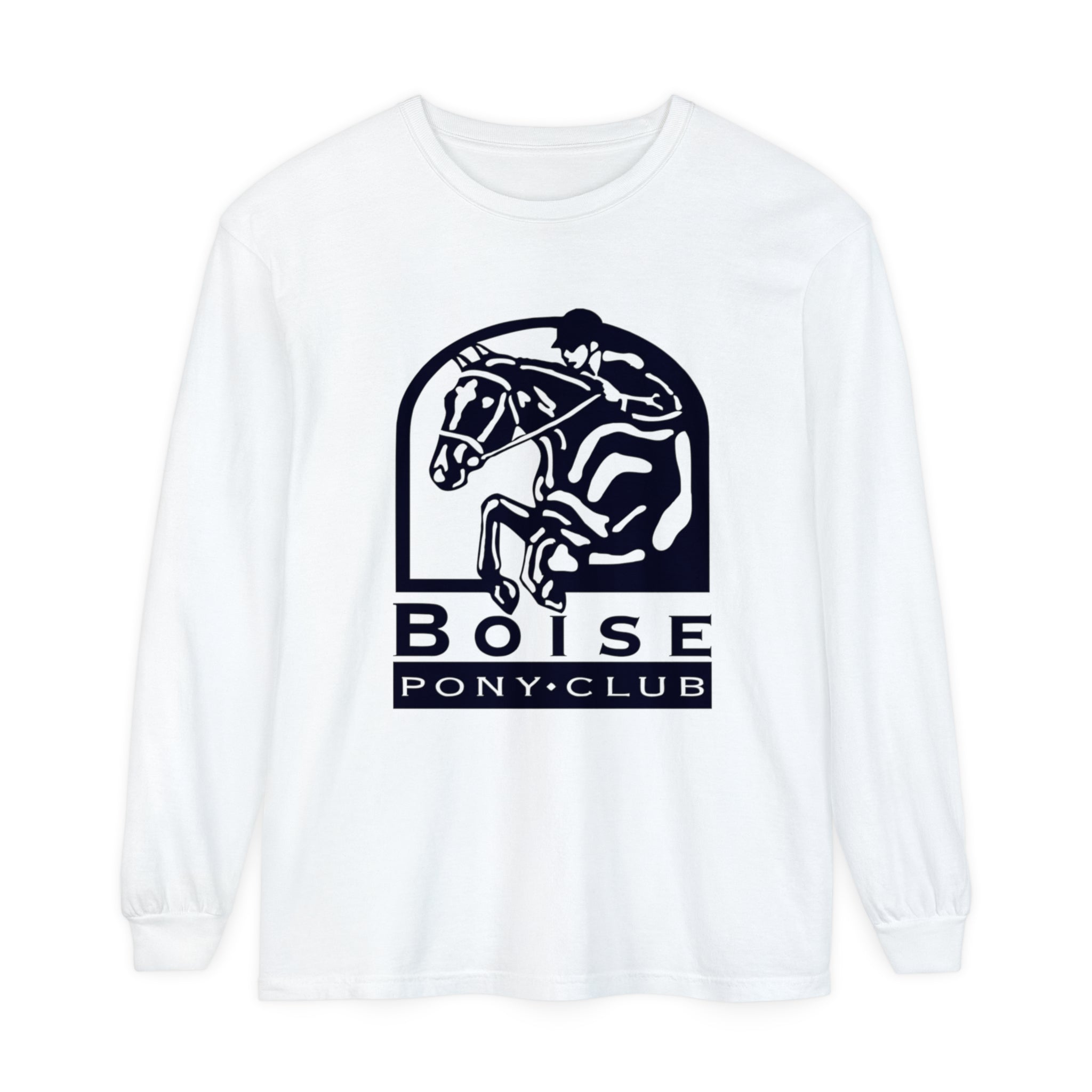 Garment-dyed Long Sleeve Cotton T-Shirt with Boise Pony Club logo