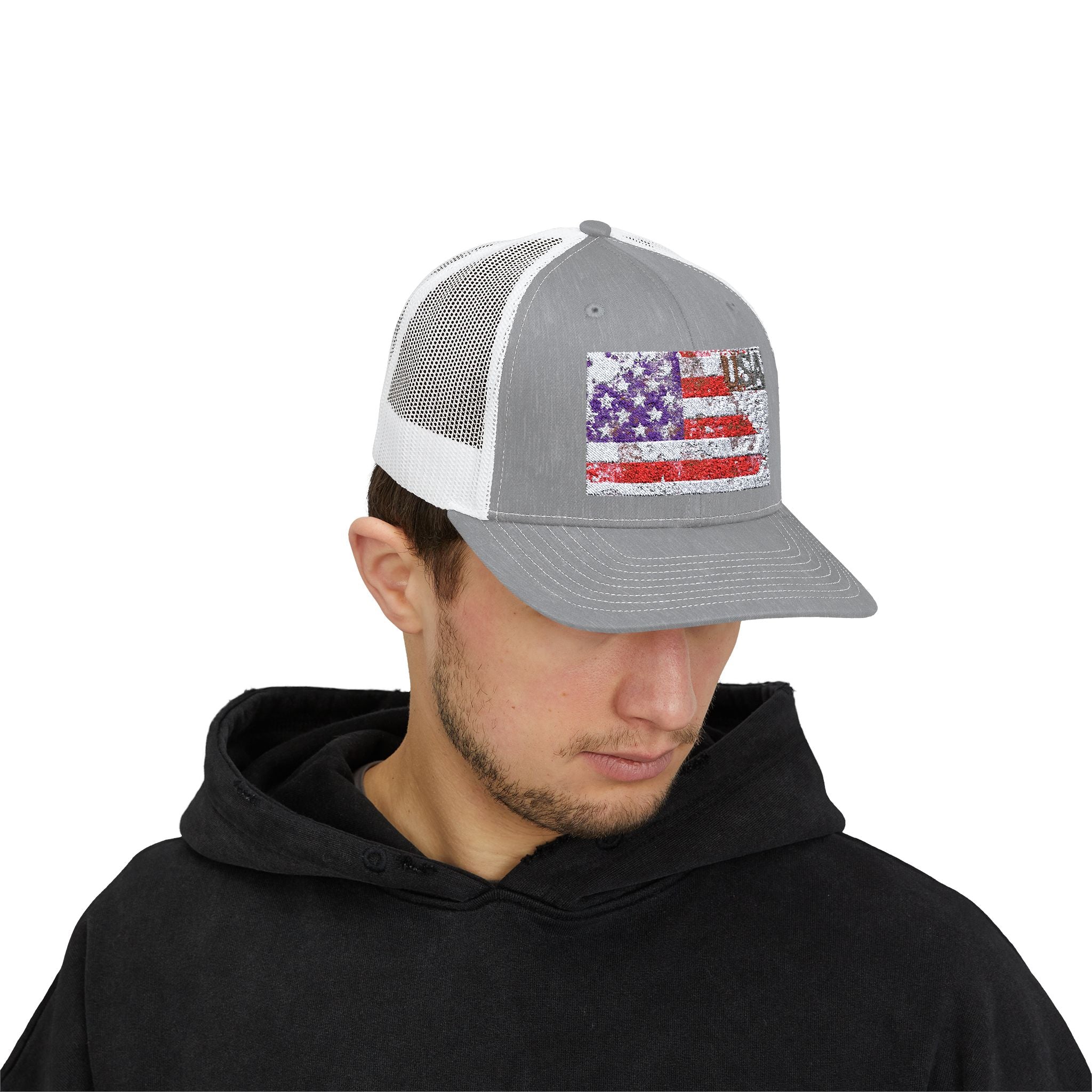 American Flag Trucker Cap | Snapback Trucker Cap | Blue Star Merch