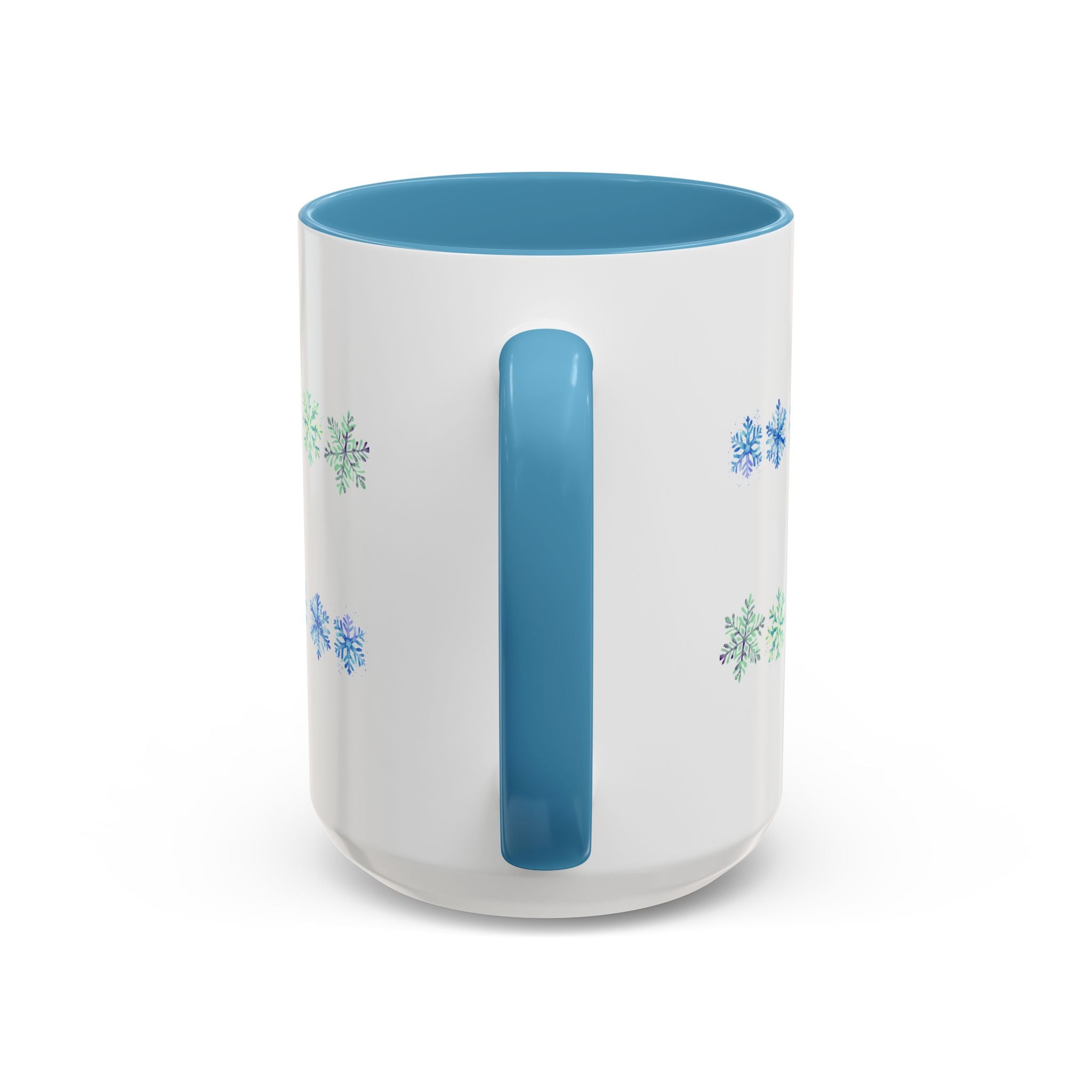 Colorful Green & Blue Snowflakes  on  Accent Ceramic Coffee Mug (11, 15oz)