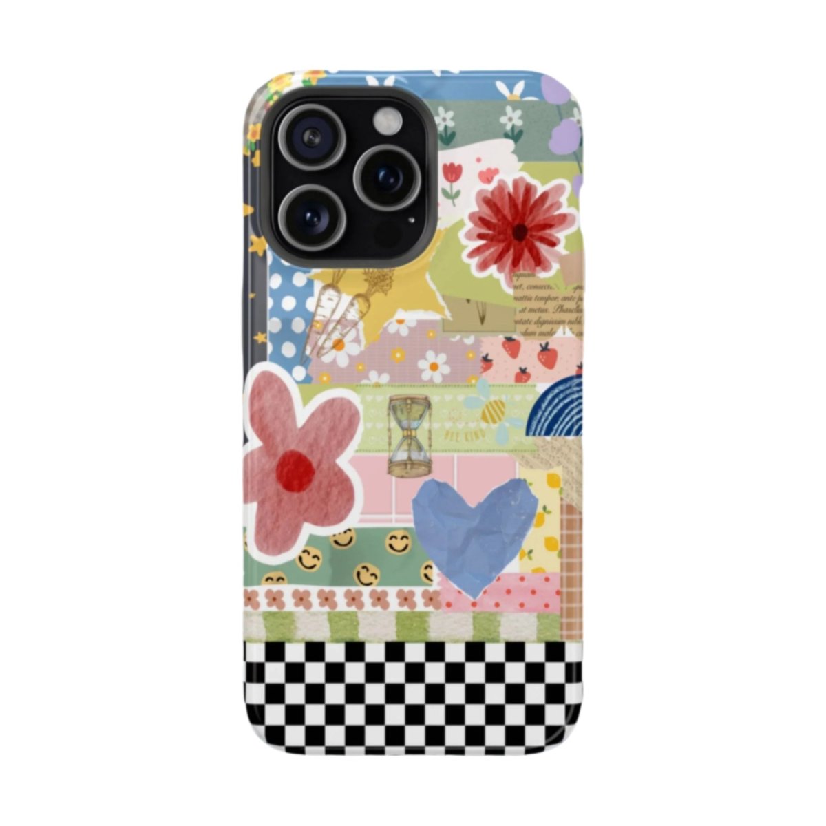 Impact Resistant -Boho Collage case, Glossy or Matte. Supports wireless charging - Blue Star Merch 