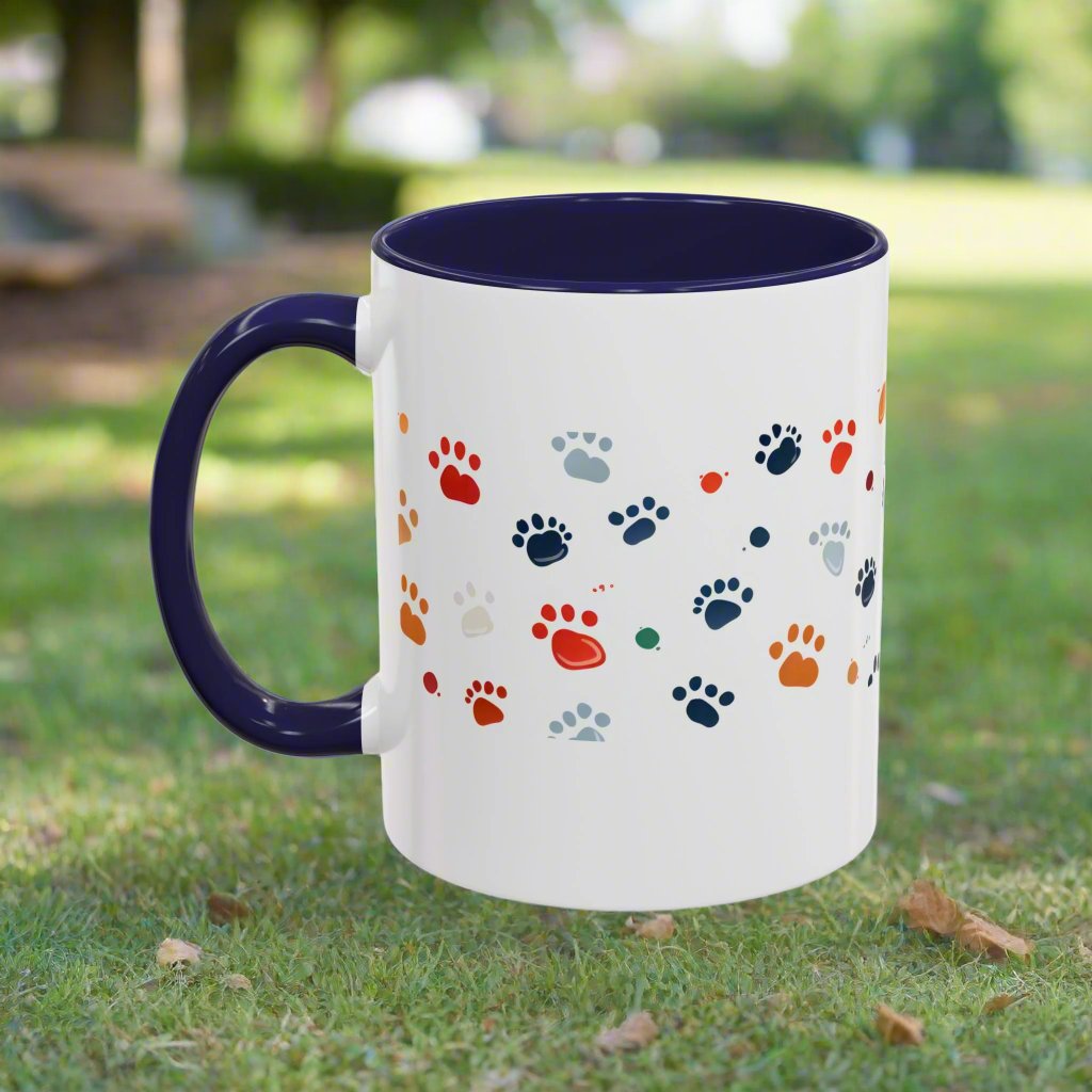 Dog Paw Print Accent Ceramic Coffee Mug (11, 15oz) in 4 colors