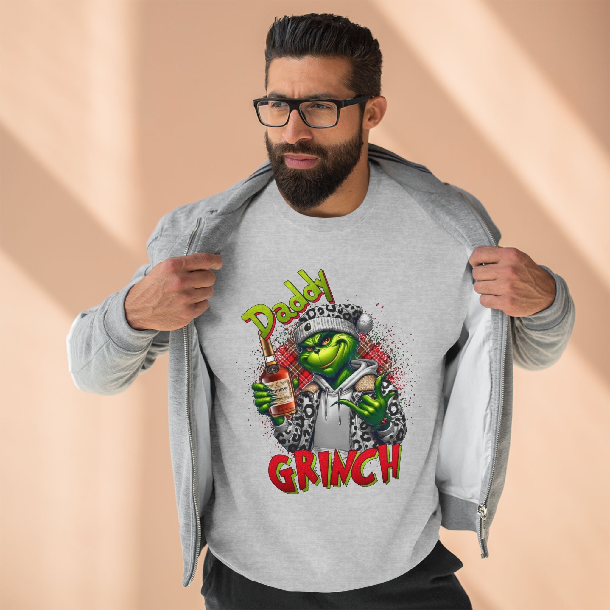 Mens Crewneck Sweatshirt, Cotton Blend Sweatshirt, Festive Sweatshirt, Daddy Grinch Sweatshirt, Daddy Grinch, Guys Sweatshirt