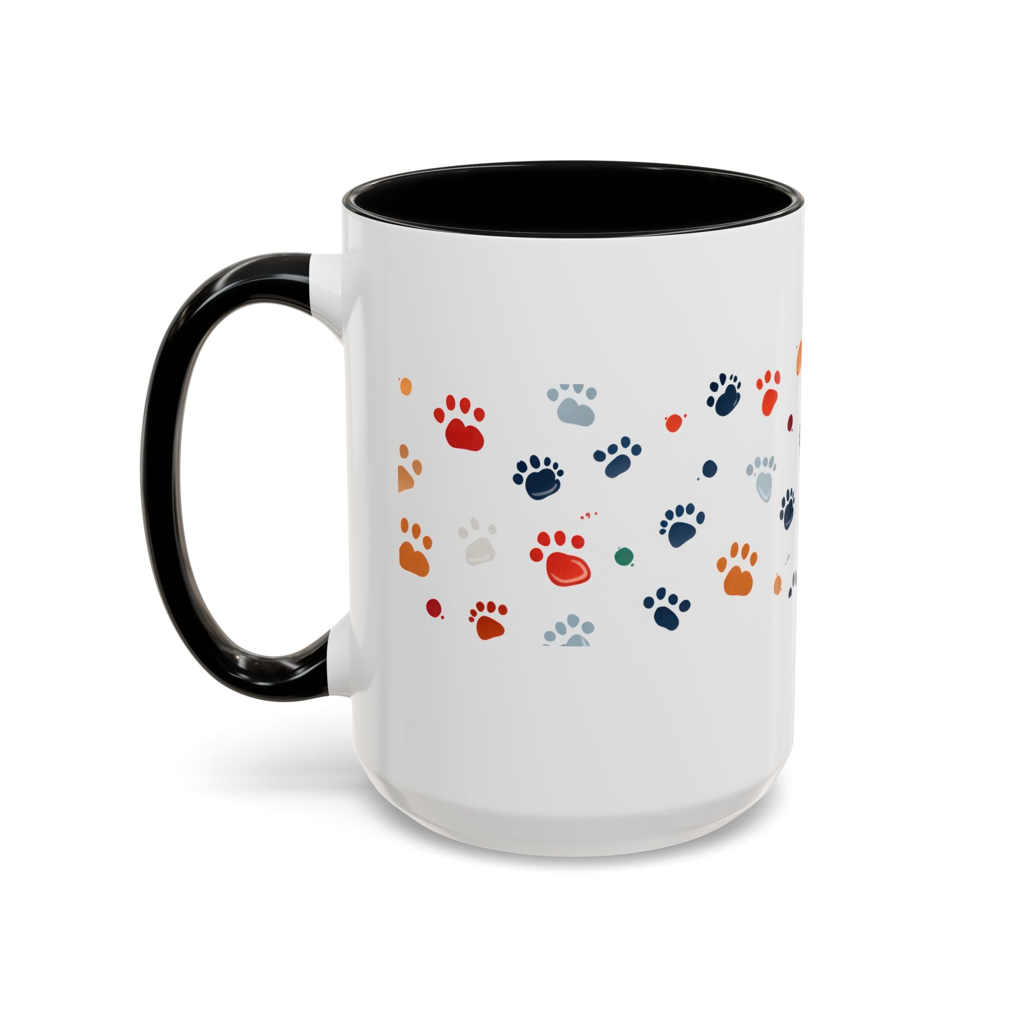 Dog Paw Print Accent Ceramic Coffee Mug (11, 15oz) in 4 colors