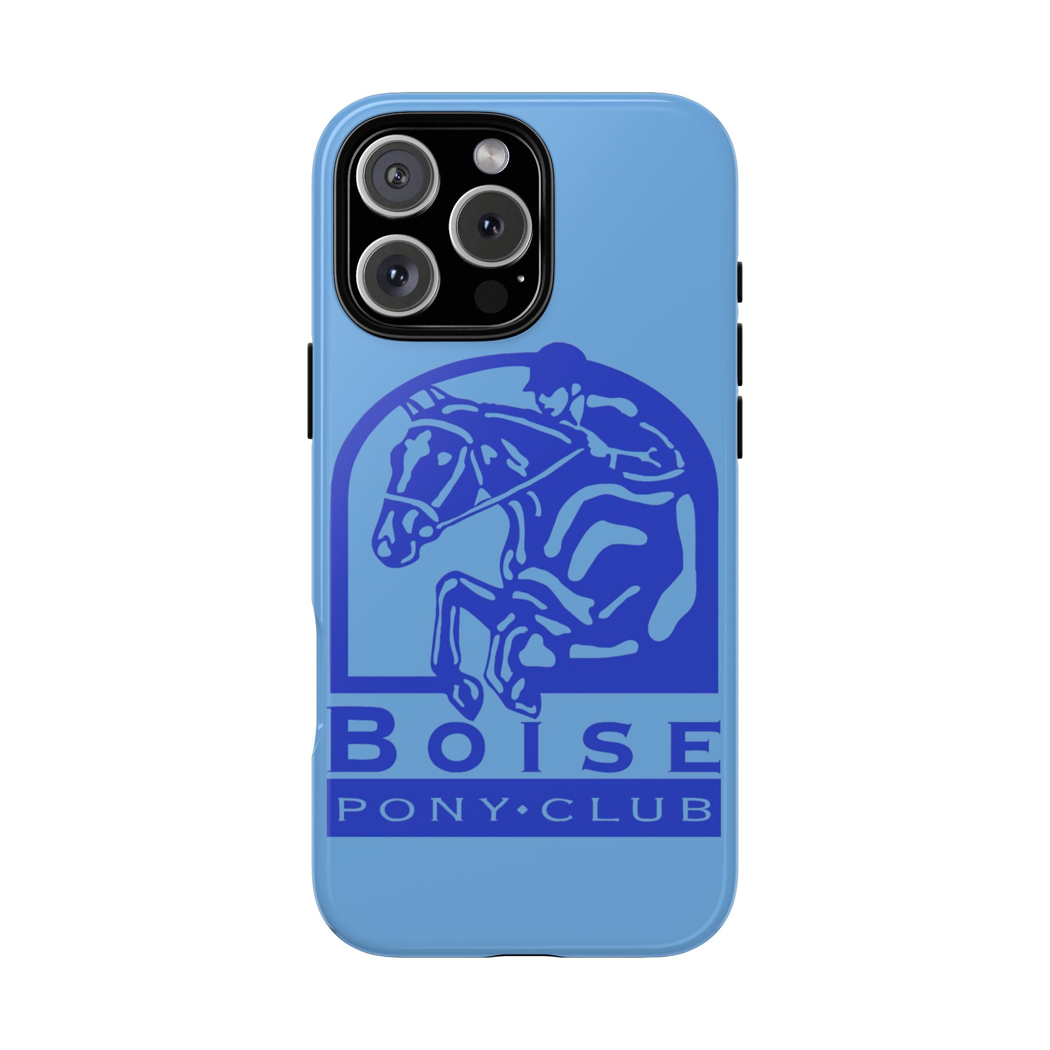 Durable iPhone case with Boise Pony Club logo iPhone 16, 15 and 14 models.