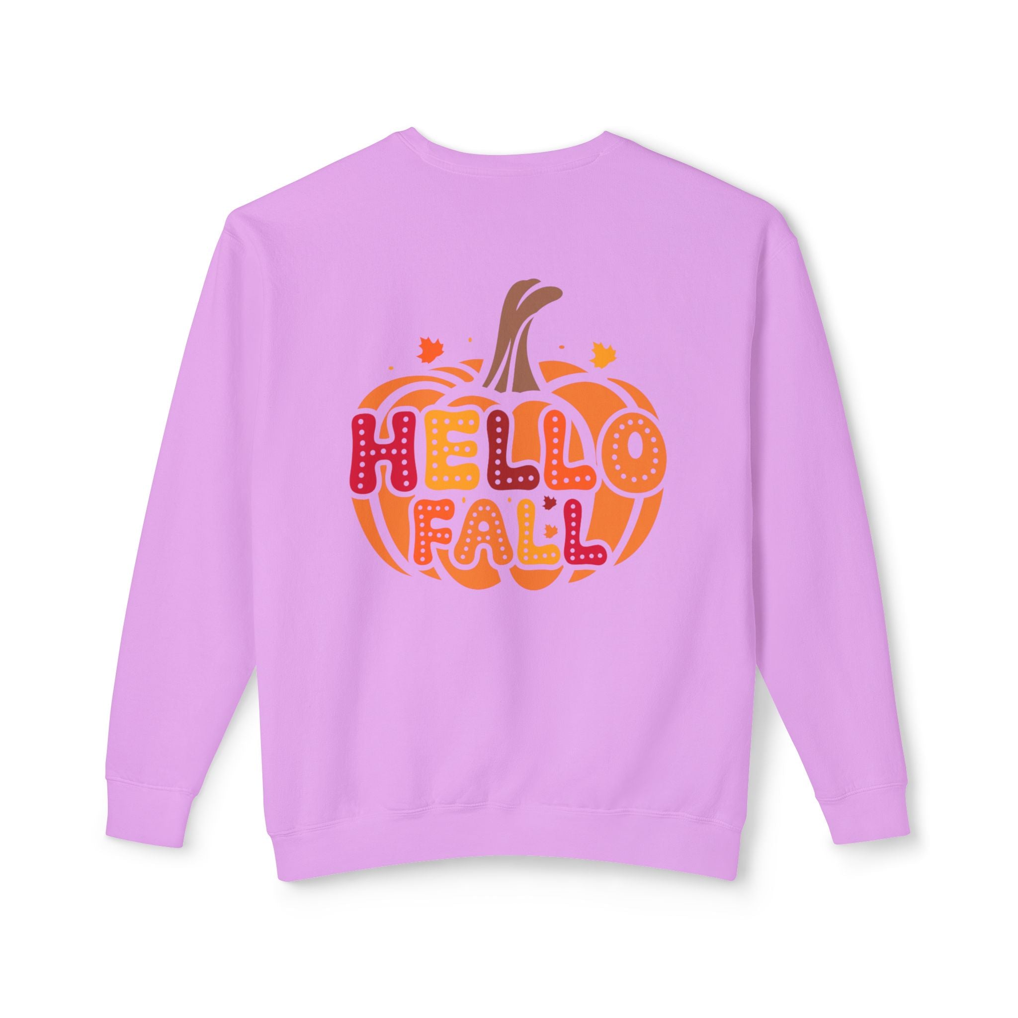 "Hello Fall"  Lightweight Crewneck Sweatshirt, Cotton Light Weight Fabric. Fall Season.