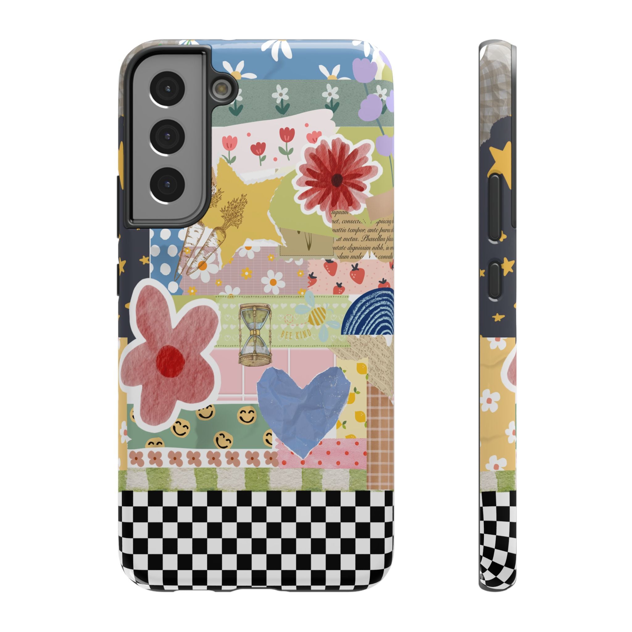 Impact Resistant -Boho Collage case, Glossy or Matte. Supports wireless charging - Blue Star Merch 