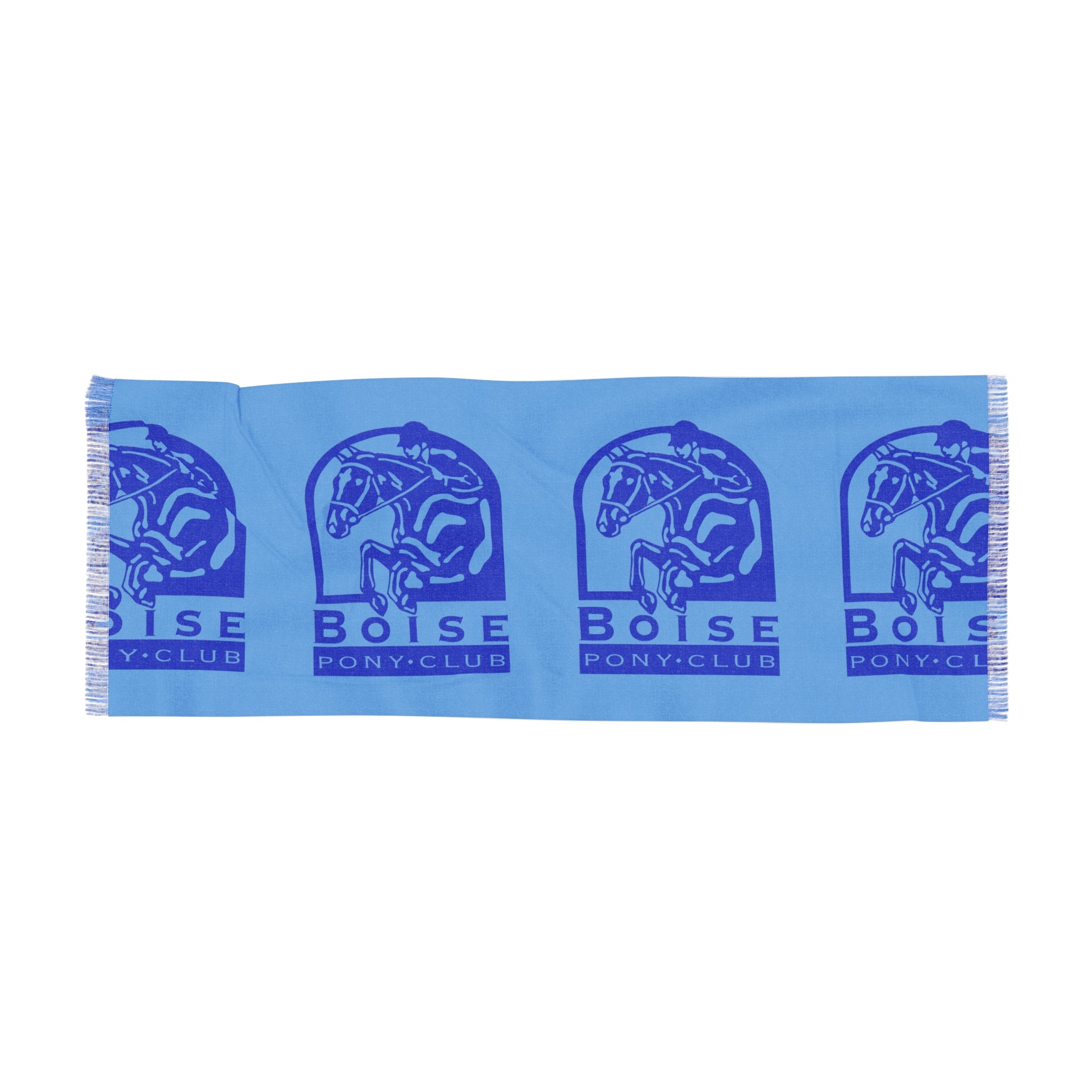 Light Scarf with Boise pony club logo, Blue on blue.