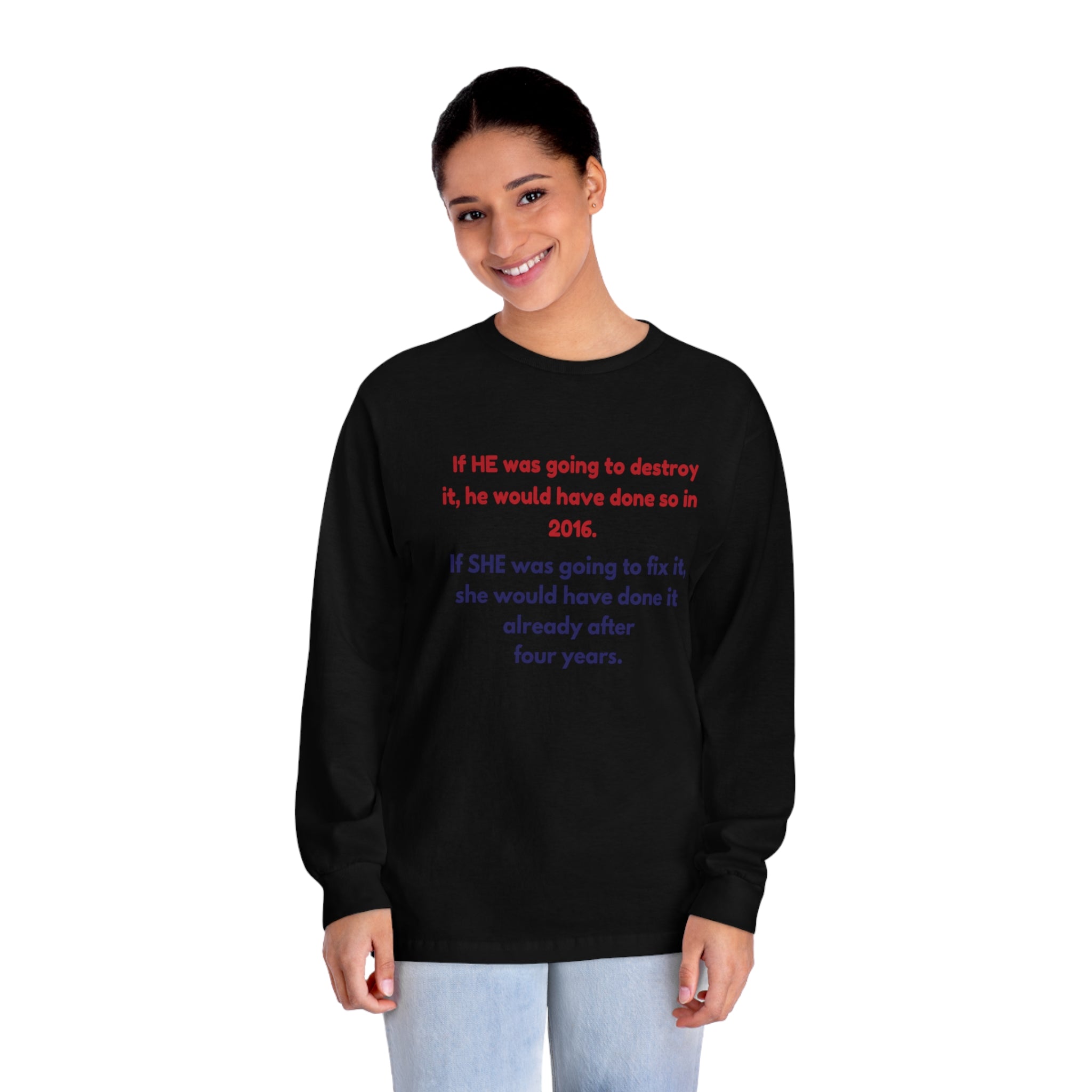 Trump vs Harris   Classic Long Sleeve T-Shirt, Halloween Street, Cotton, Medium Weight , 2024 Election