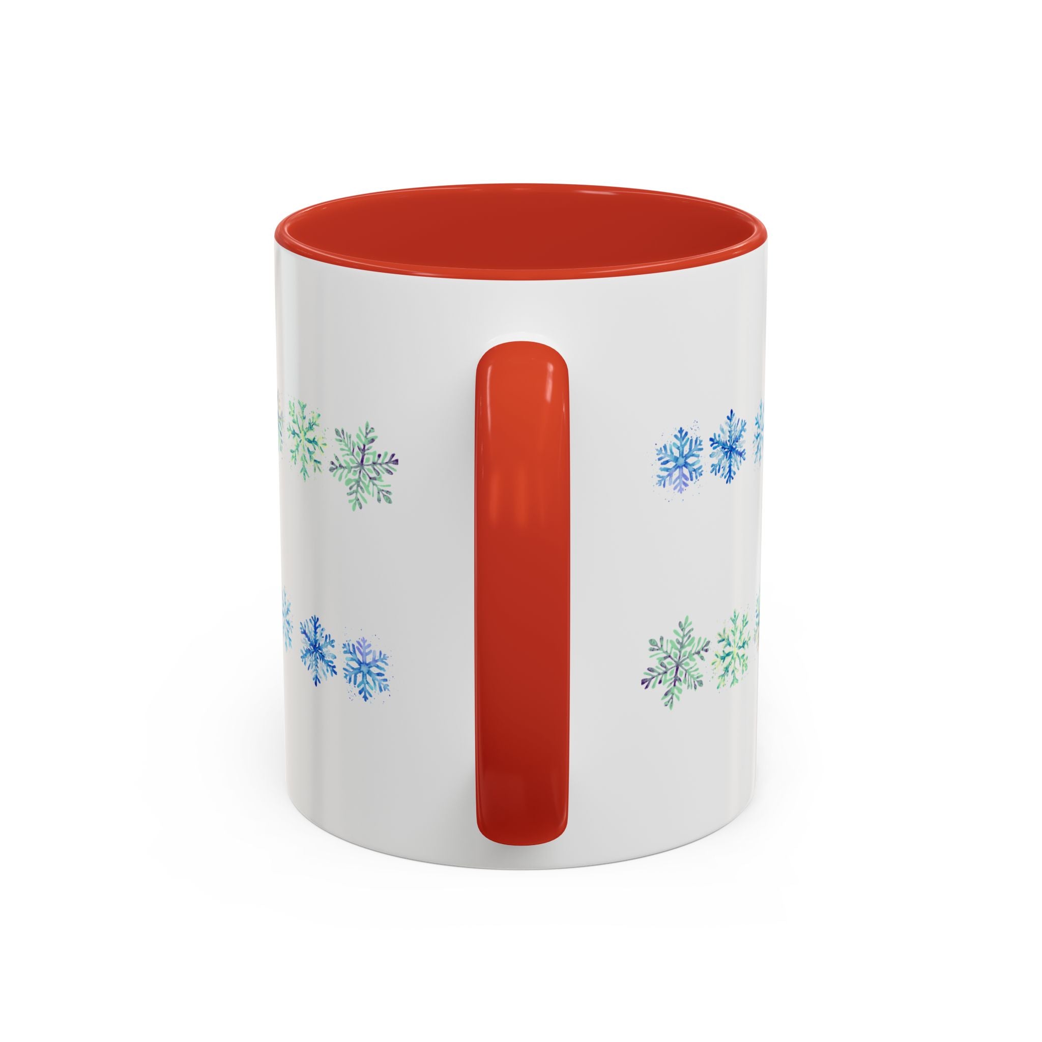 Colorful Green & Blue Snowflakes  on  Accent Ceramic Coffee Mug (11, 15oz)