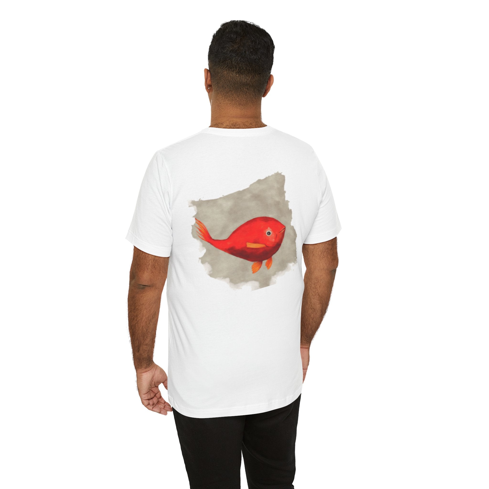 Animated Gold Fish Unisex Jersey Short Sleeve Tee, 100% cotton , some color variations are blended fabric.