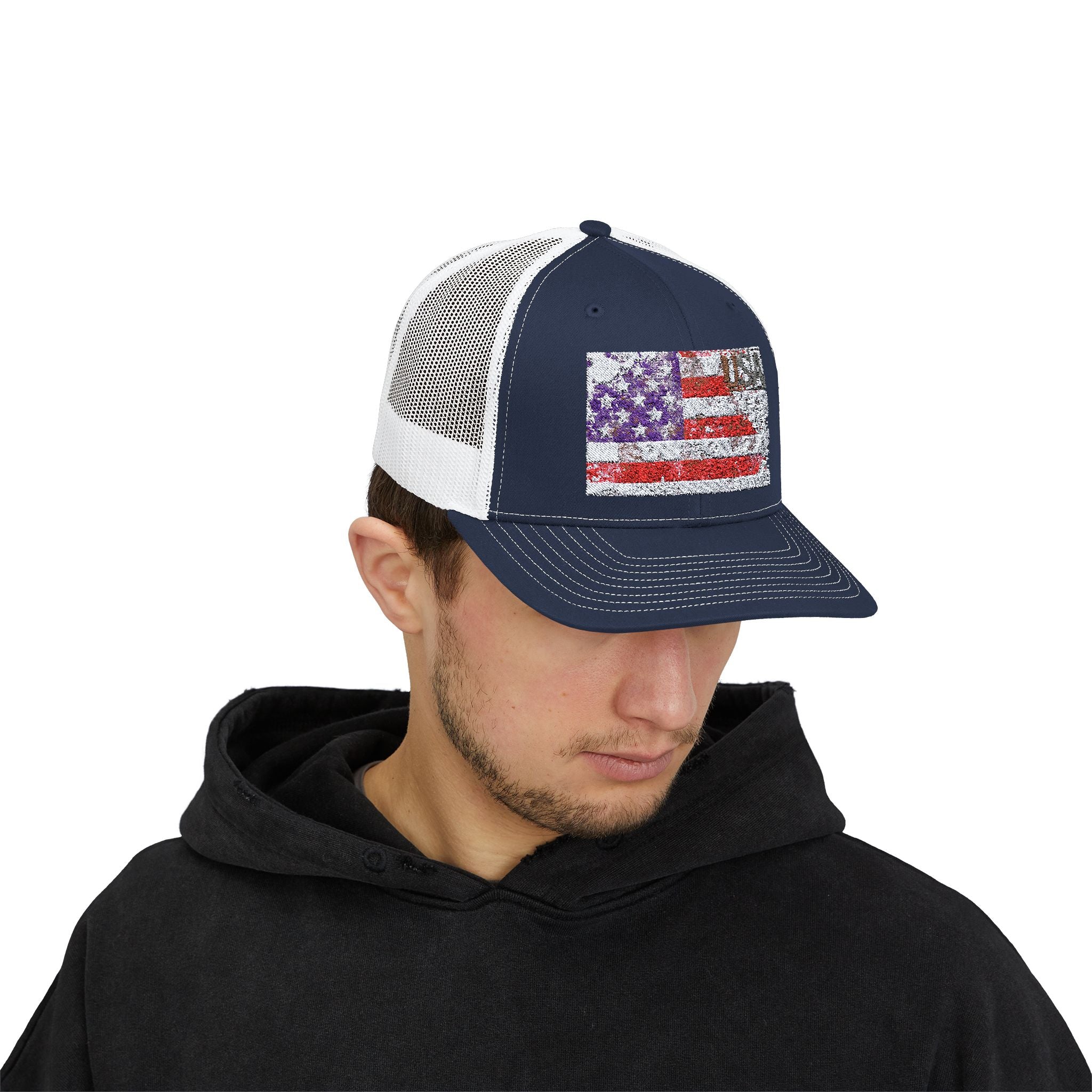 American Flag Trucker Cap | Snapback Trucker Cap | Blue Star Merch