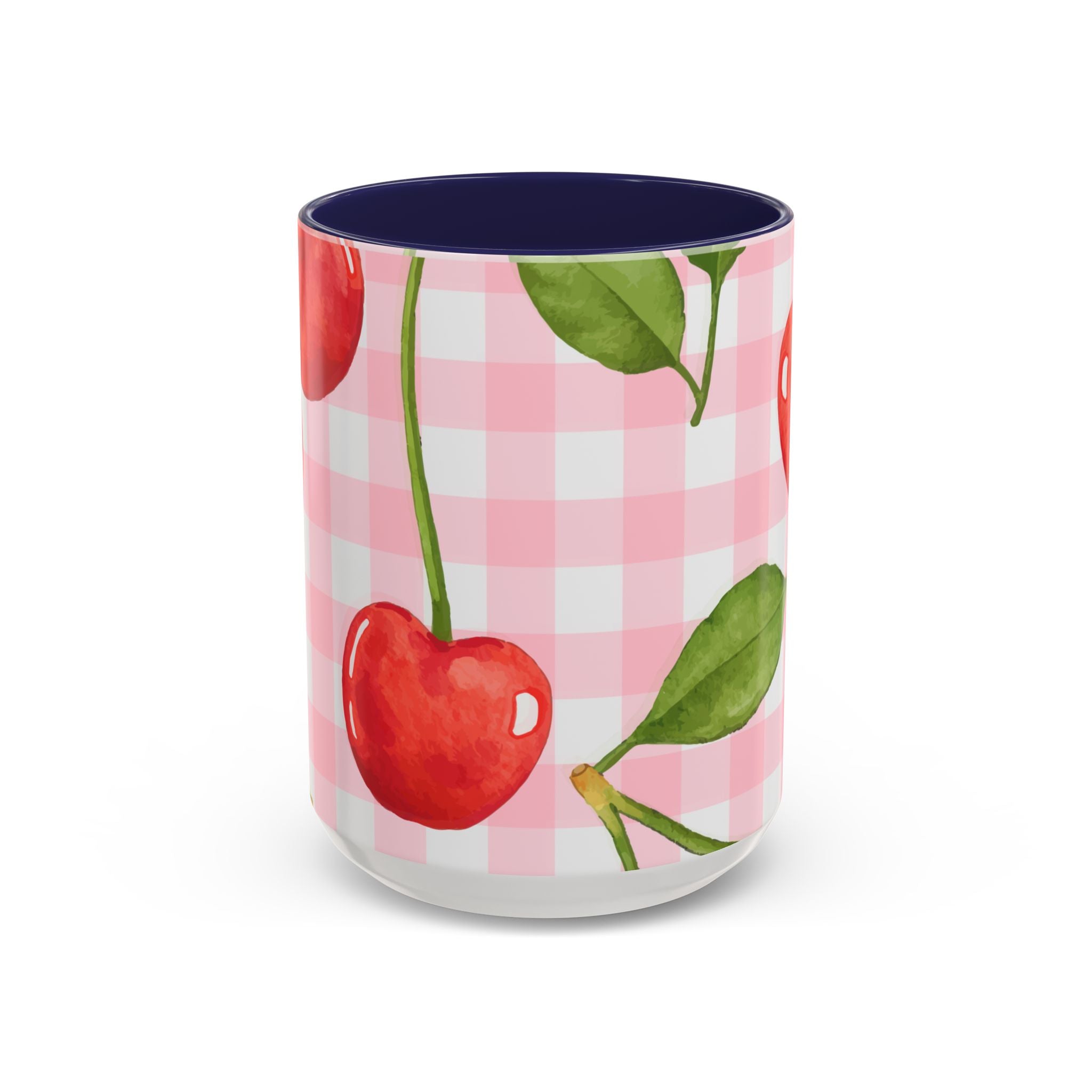 Colorful Cherries Accent Coffee Mug (11, 15oz) in red or blue