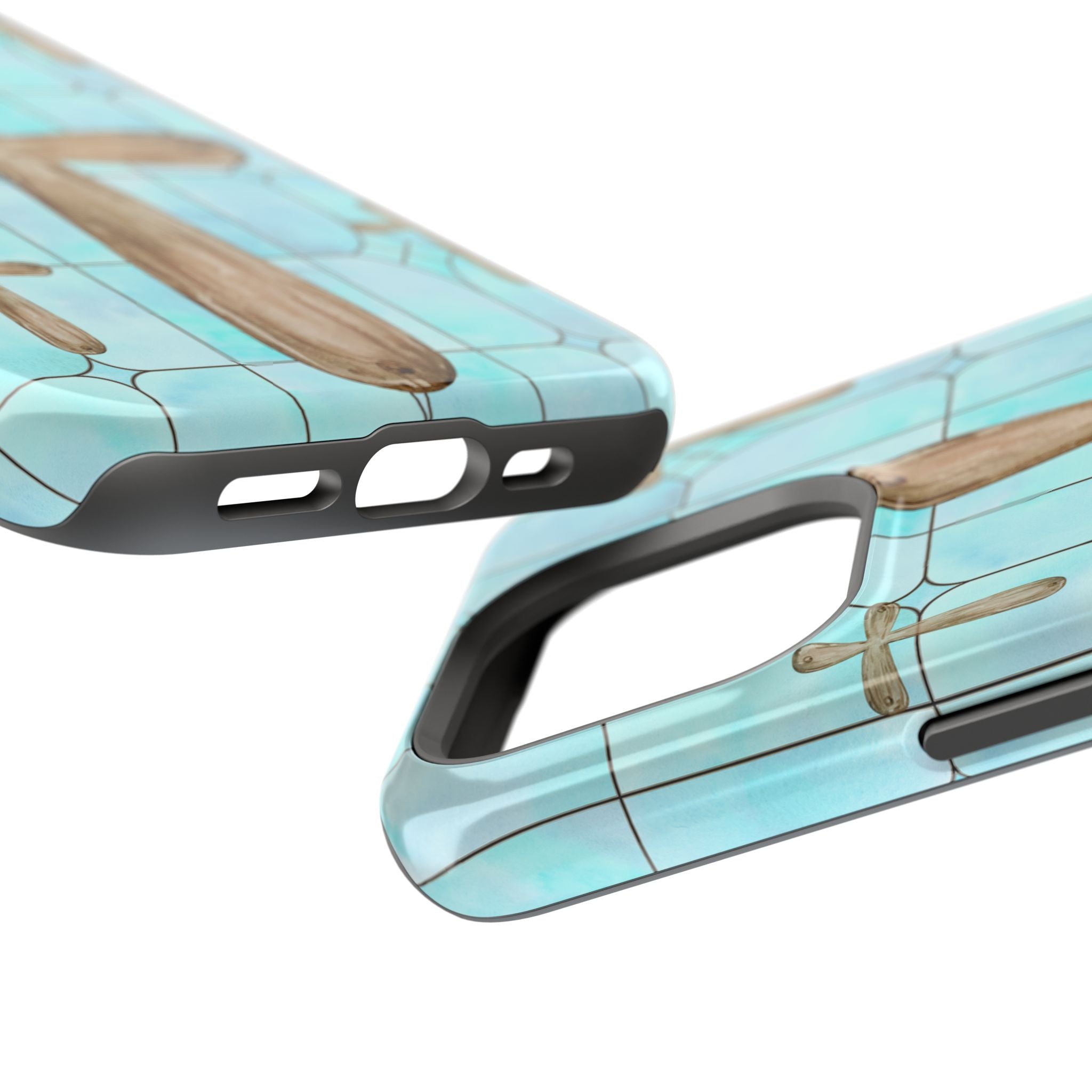 Impact-Resistant Case, Custom Designed Cross with Aqua Blue Stained Glass print, iPhone, Samsung