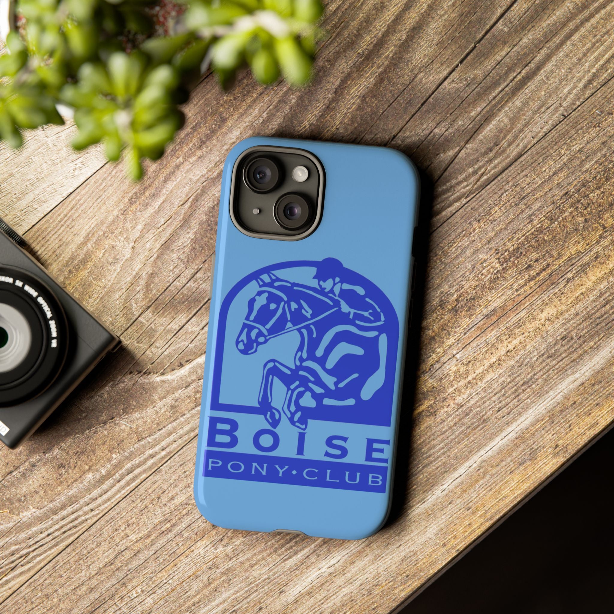 Durable iPhone case with Boise Pony Club logo iPhone 16, 15 and 14 models.