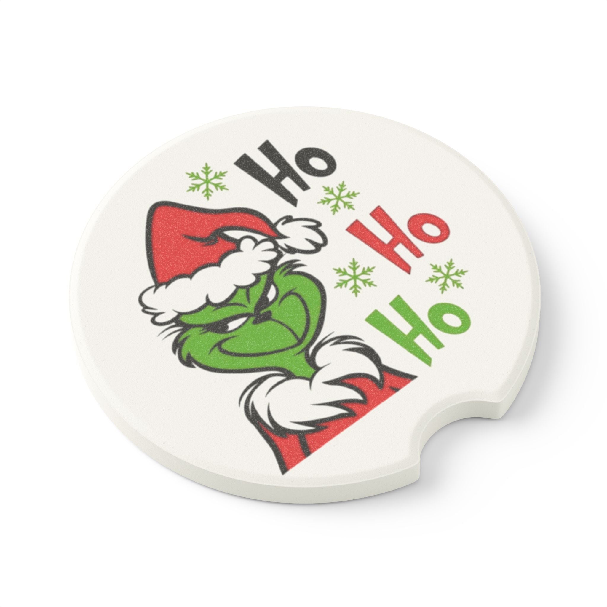 Grince Soapstone Car Coaster, Ho Ho Ho Car Coaster, Car Coaster in Matte