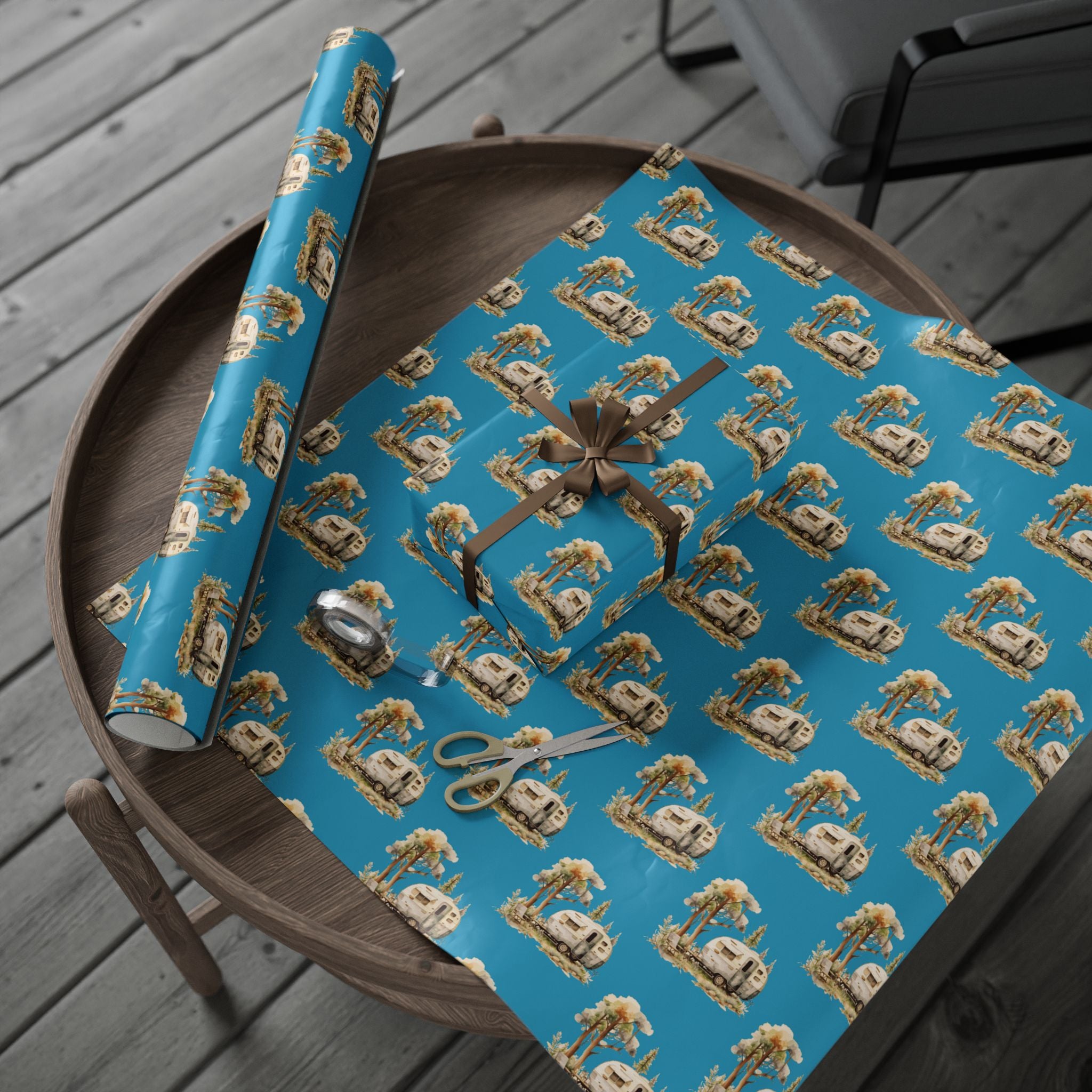 Camping Wrapping Paper, Gift Wrap paper, Holiday Wrapping Paper, Christmas Wrapping Paper, Matte or Glossy