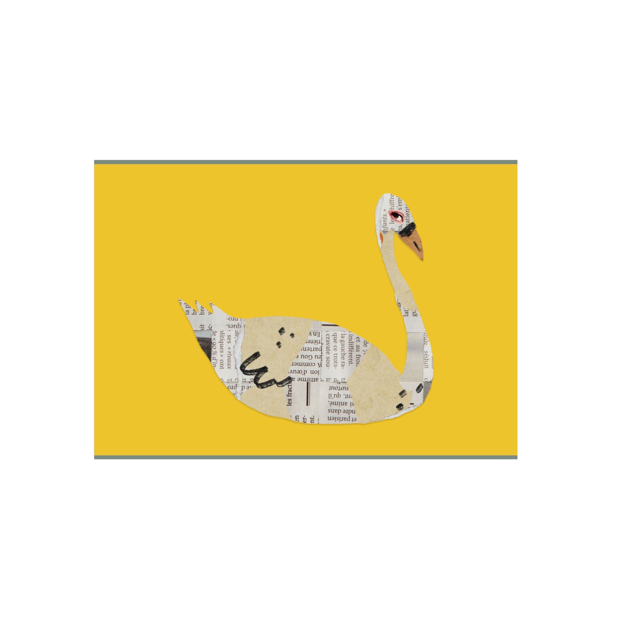 Swan with Yellow background and Vintage Green trim Aluminum Composite Panels, 19.5 x 15.7