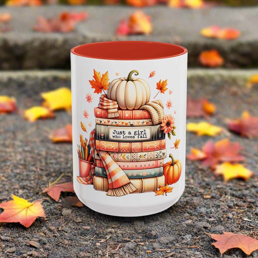 Just a Girl Who Lives Autumn  Accent Coffee Mug (11, 15oz)