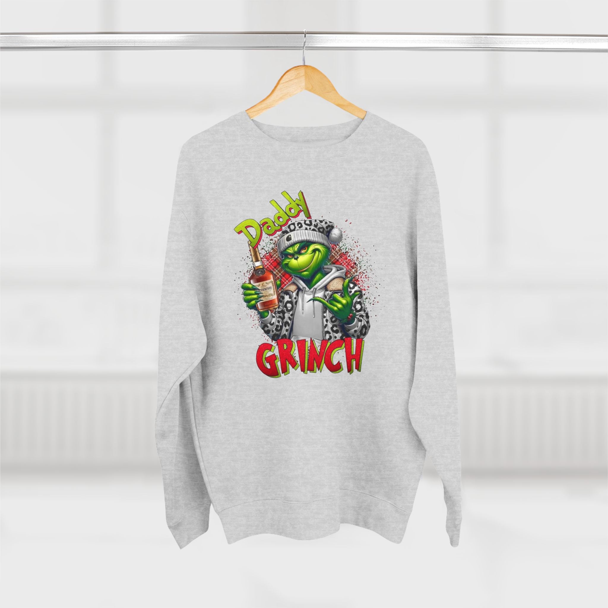 Mens Crewneck Sweatshirt, Cotton Blend Sweatshirt, Festive Sweatshirt, Daddy Grinch Sweatshirt, Daddy Grinch, Guys Sweatshirt