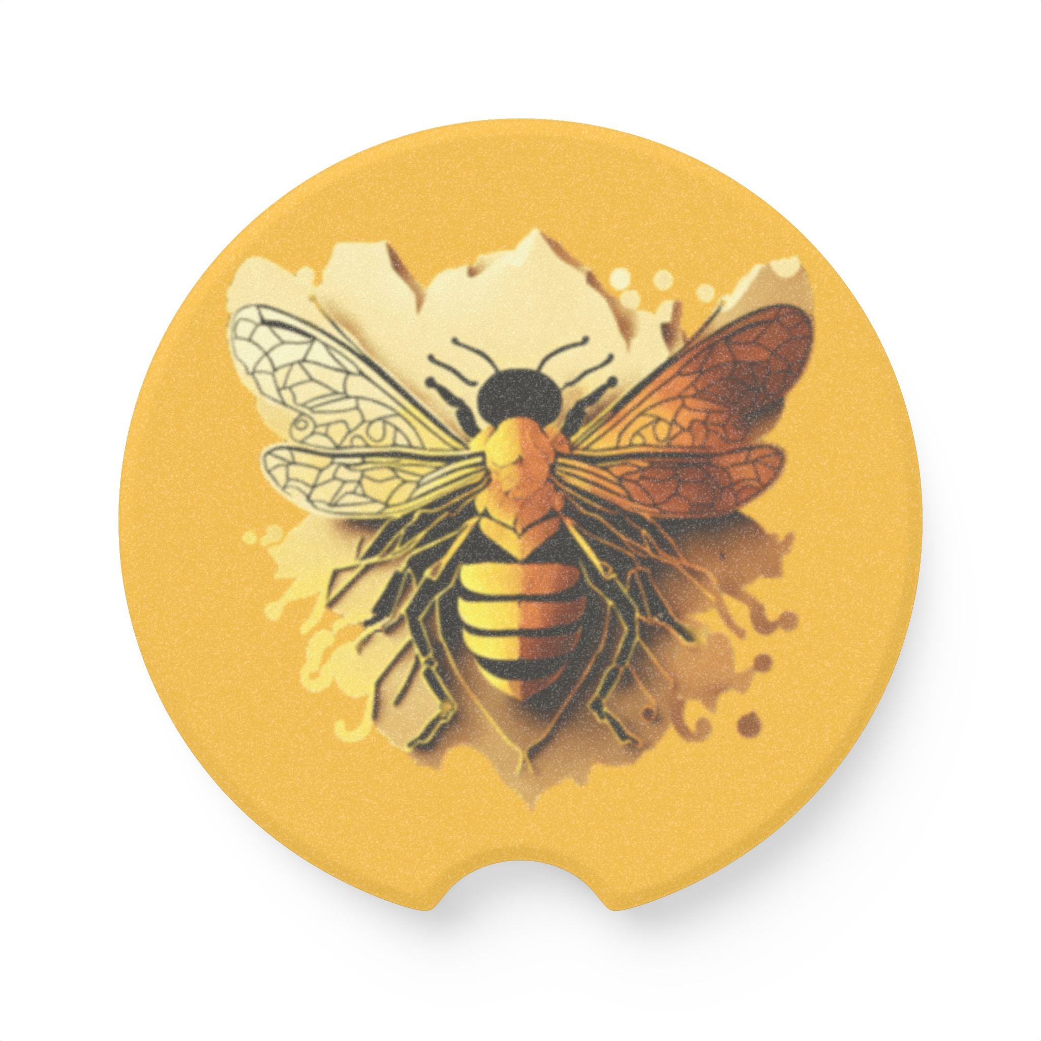 Vintage Bee Soapstone Car Coaster in Matte