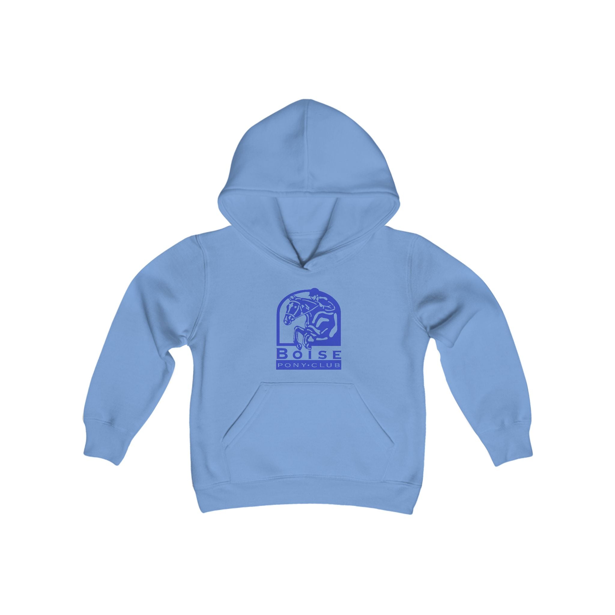 Youth Heavy Blend Hooded Sweatshirt with Boise pony club logo