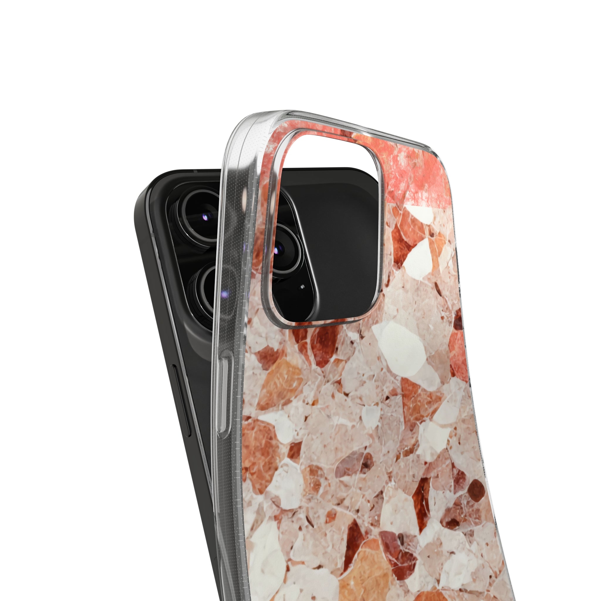 Peach Terrazzo Slim Silicone Phone Case for iPhones - Blue Star Merch 