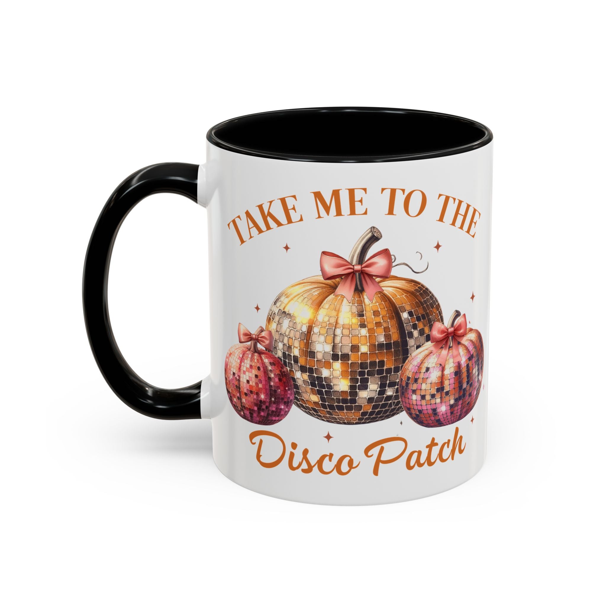 Pumpkin  Disco  Patch Accent Ceramic Coffee Mug (11, 15oz) in 2 colors