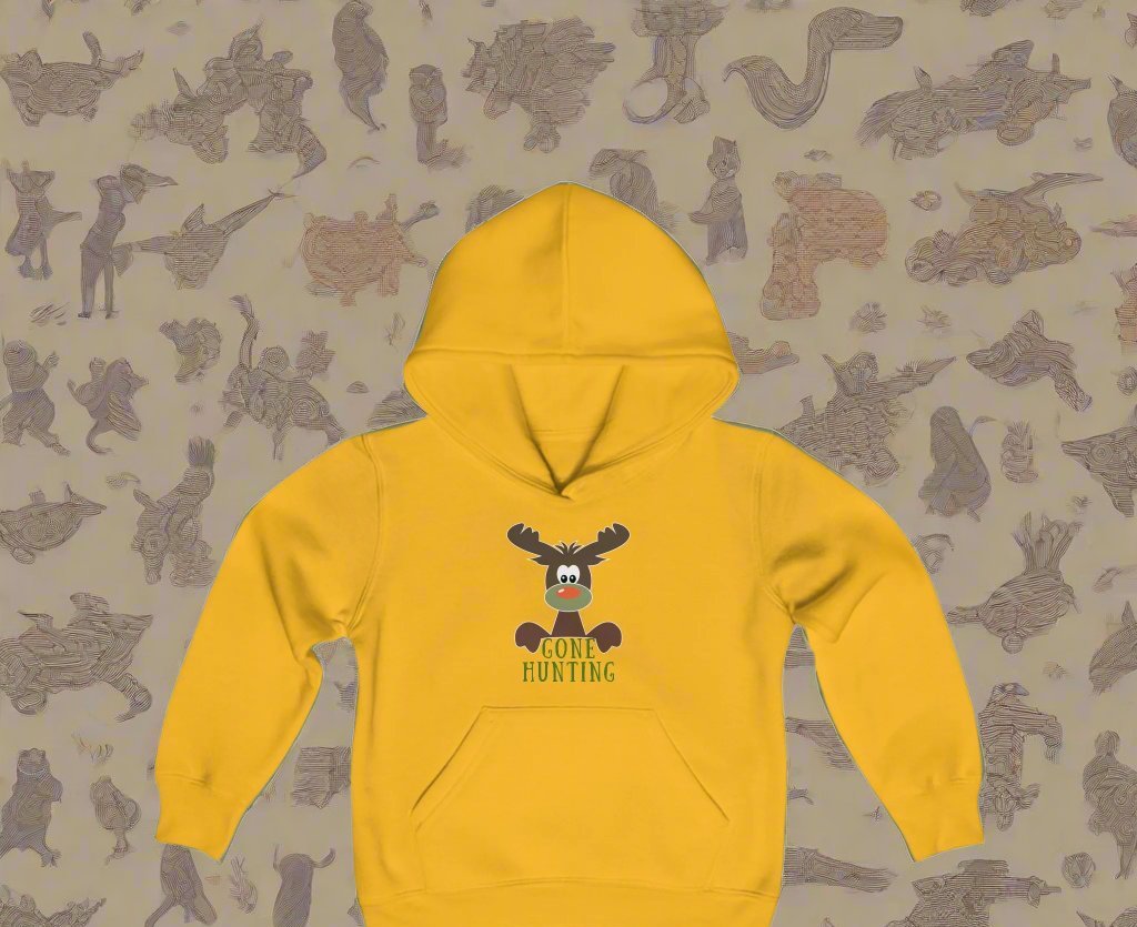 Boys Youth, "Gone Hunting" on front and back,  Heavy Blend Hooded Sweatshirt, Cotton blend