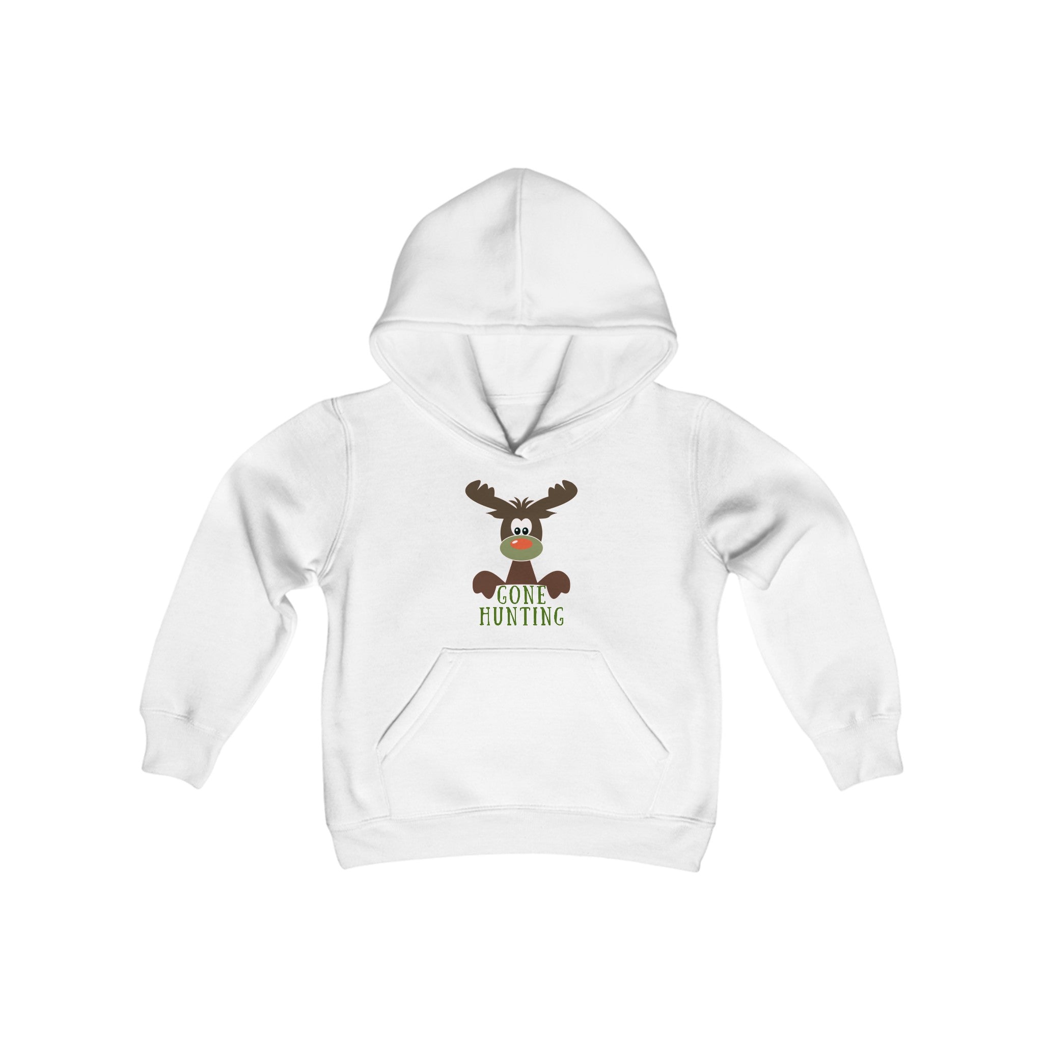 Boys Youth, "Gone Hunting" on front and back,  Heavy Blend Hooded Sweatshirt, Cotton blend