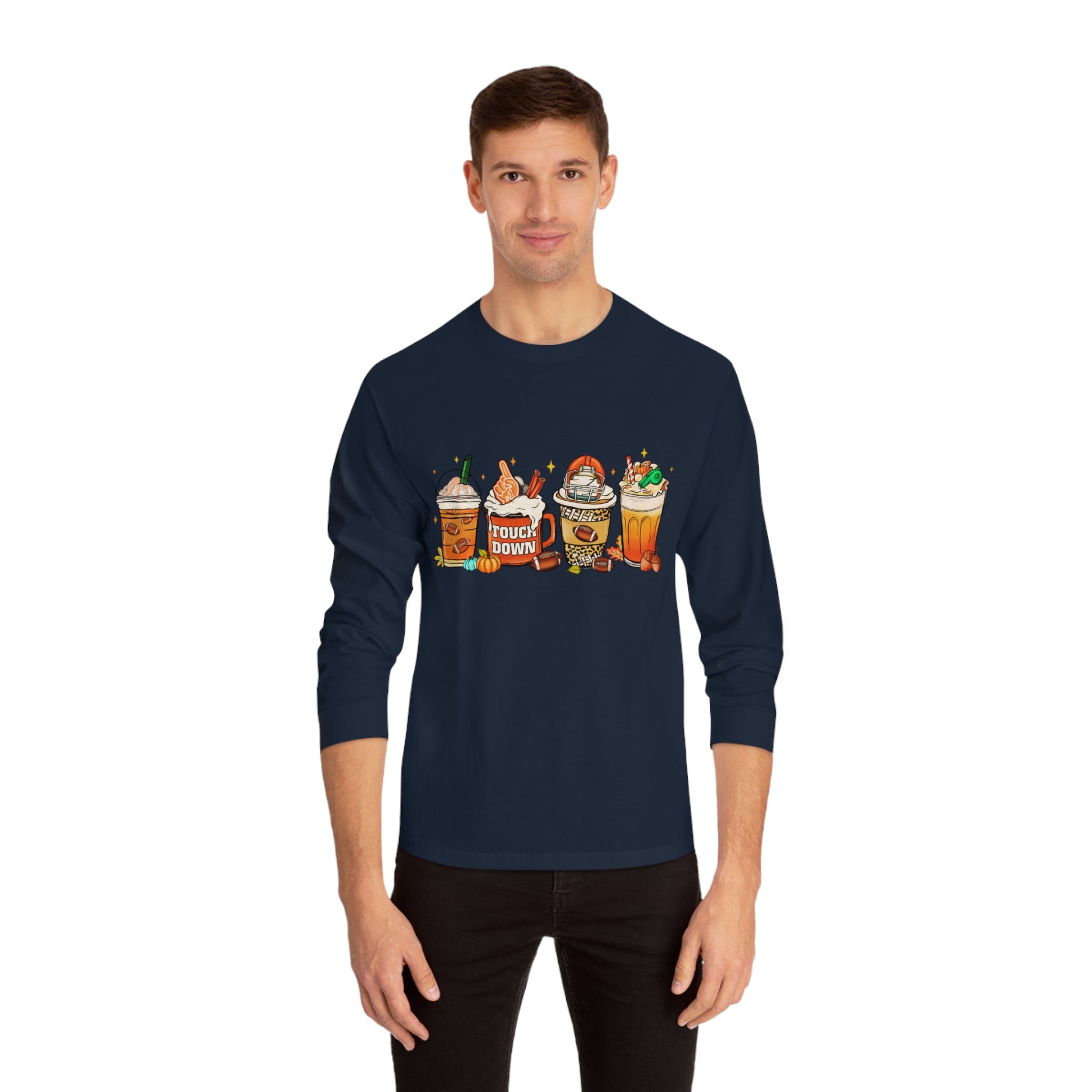 Football Game Day Drinks, Classic Long Sleeve  Cotton T-Shirt