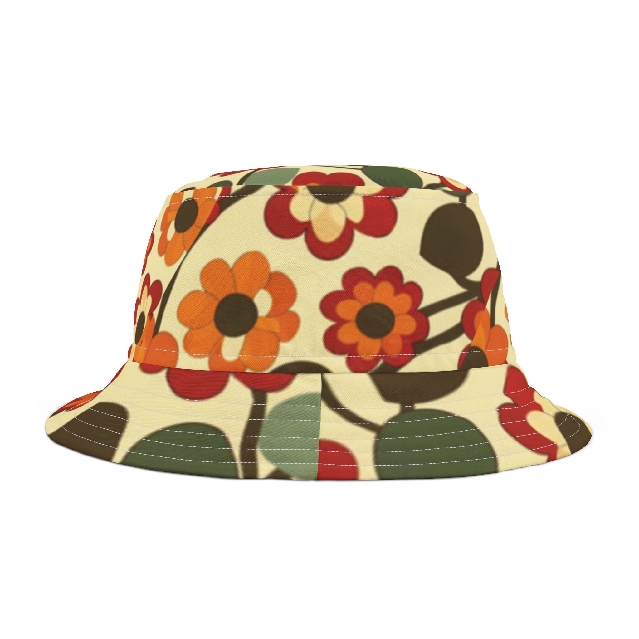 Retro Flower Bucket Hat Bucket Hat Floral Hat Retro floral Hat Festival Hat