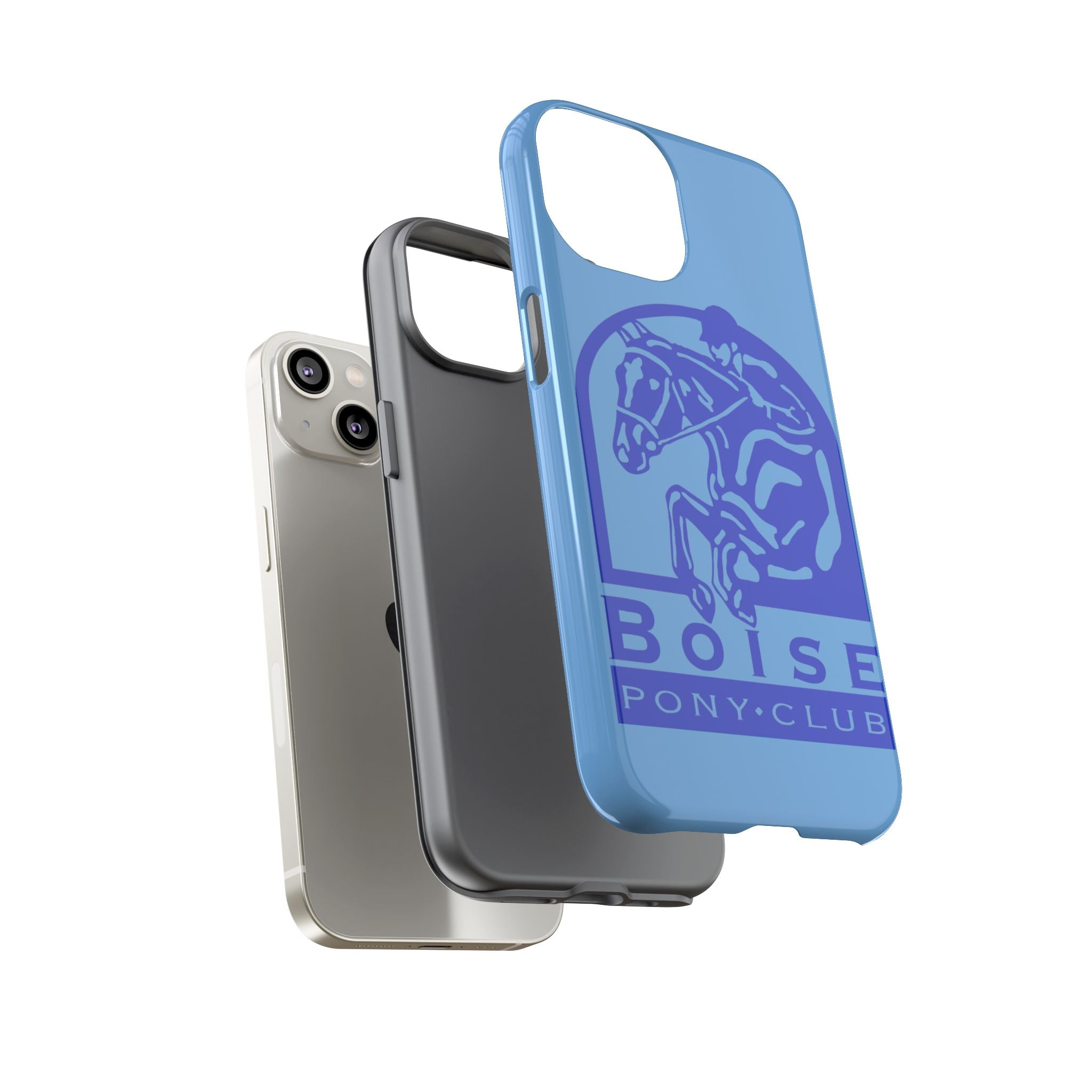 Durable iPhone case with Boise Pony Club logo iPhone 16, 15 and 14 models.