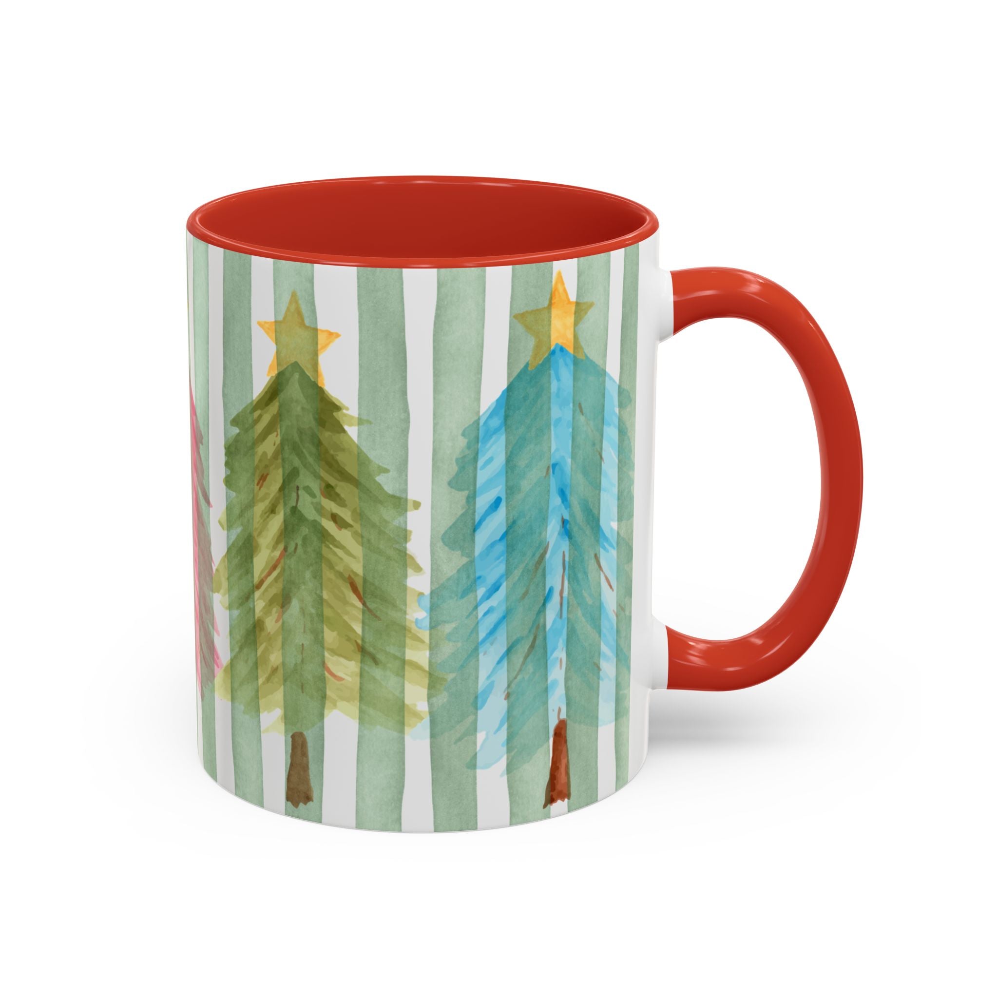 Colorful Vintage Christmas Trees , Accent Coffee Mug (11, 15oz), Sip in Style