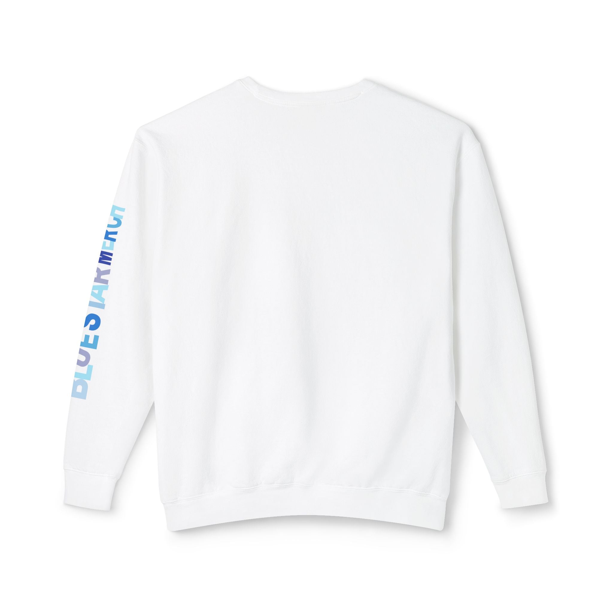 Unisex Lightweight Crewneck Sweatshirt with Blue Star Merch Logo in Blues and White - Blue Star Merch 