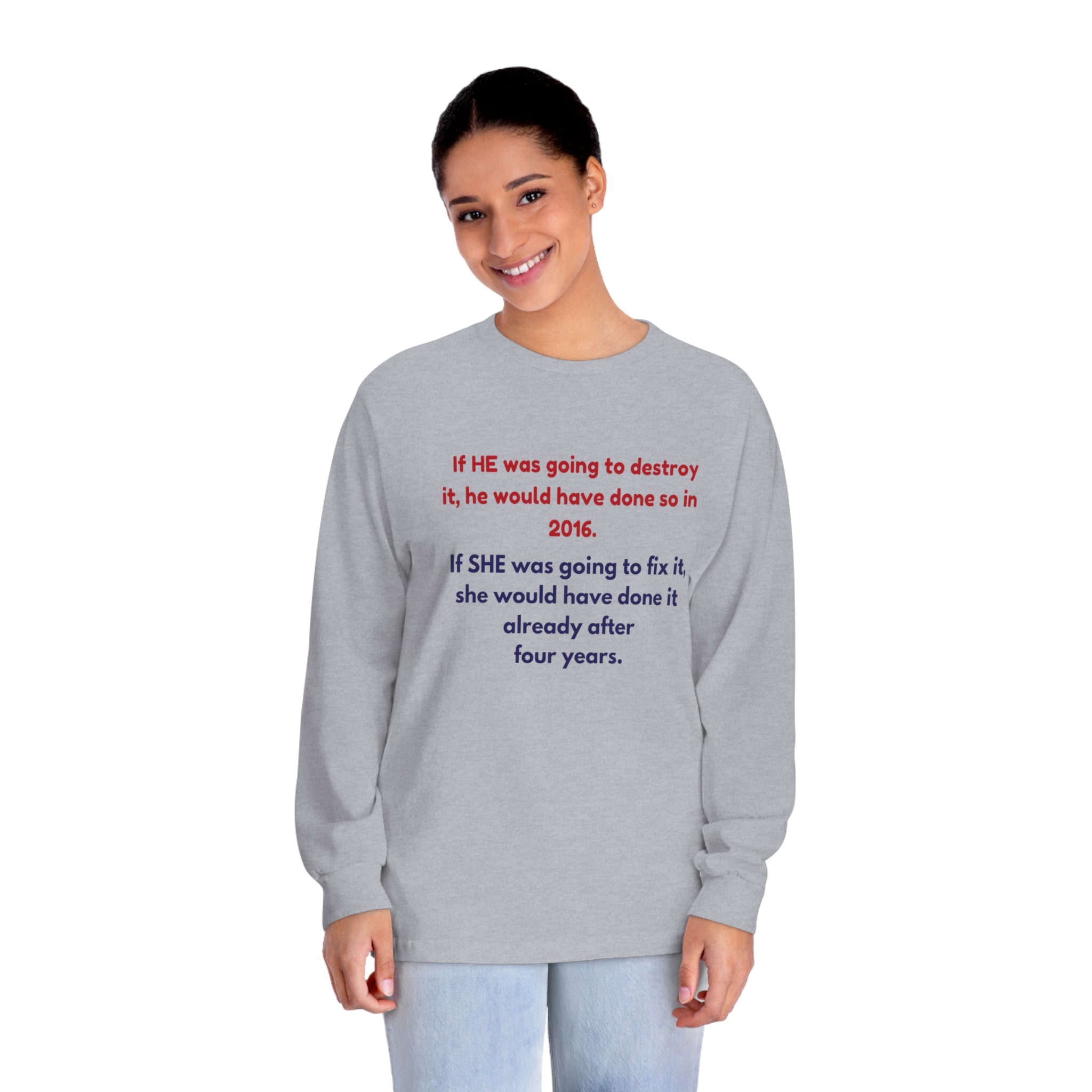 Trump vs Harris   Classic Long Sleeve T-Shirt, Halloween Street, Cotton, Medium Weight , 2024 Election