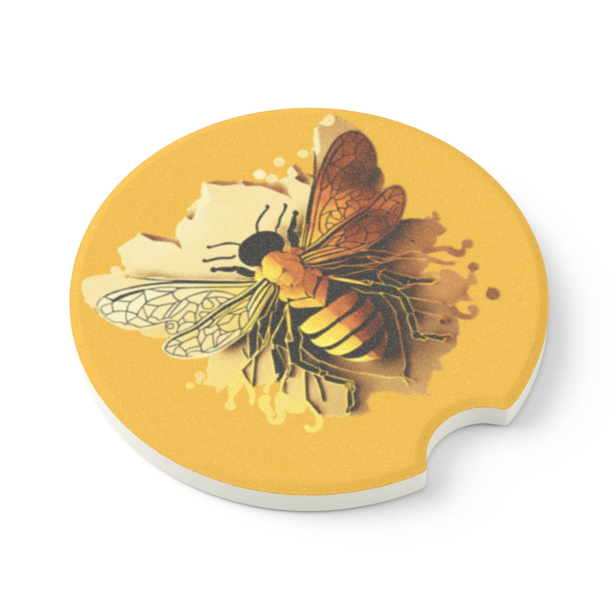 Vintage Bee Soapstone Car Coaster in Matte