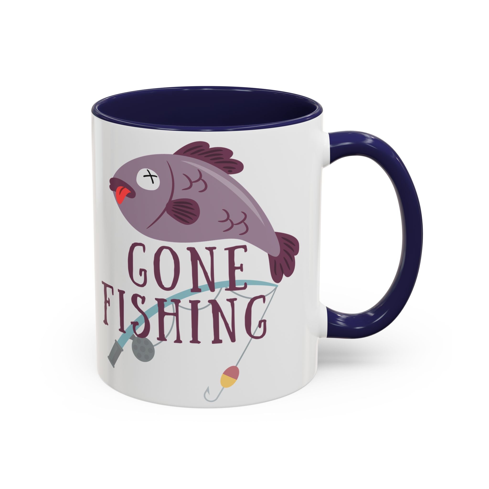 “Gone Fishing” Accent Ceramic Coffee Mug (11, 15oz)