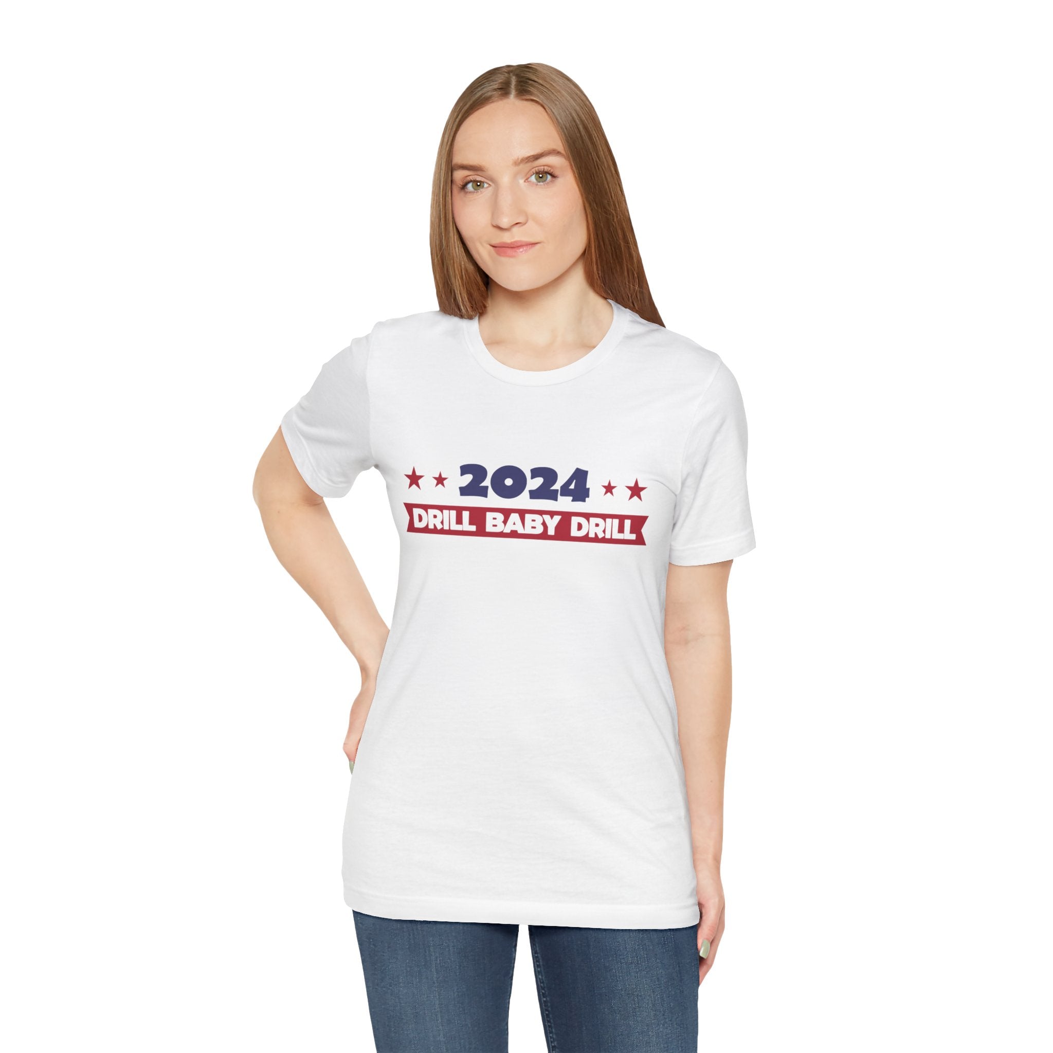 Trump 2024 Unisex Jersey Short Sleeve Cotton Tee, Drill Baby Drill