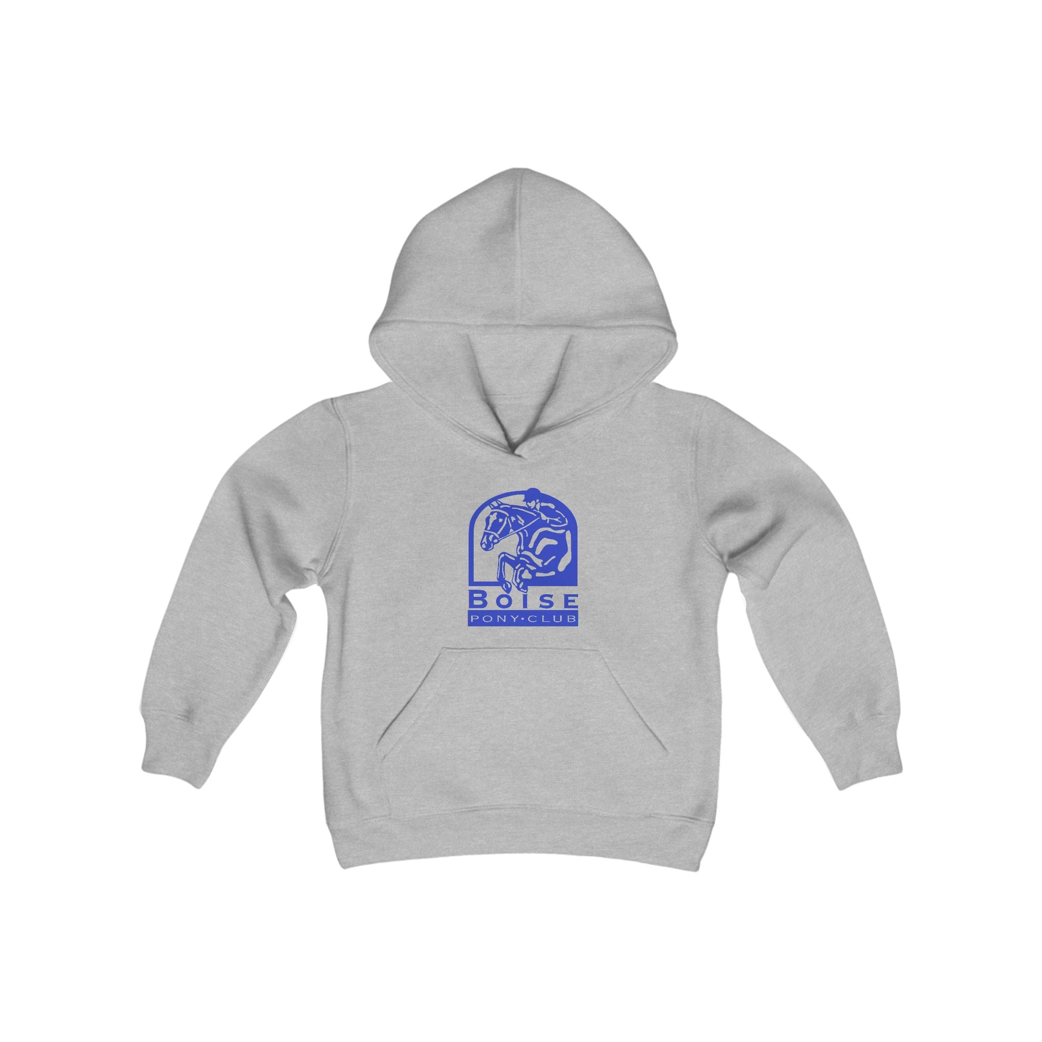 Youth Heavy Blend Hooded Sweatshirt with Boise pony club logo