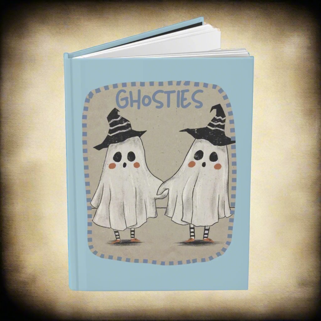 Friendly Ghosts, Hardcover Journal   in Blue  Matte,  Spooky Inspiration