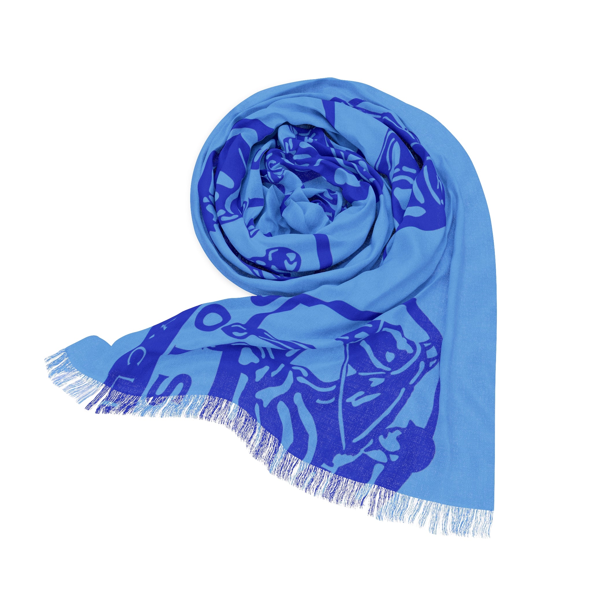 Light Scarf with Boise pony club logo, Blue on blue.