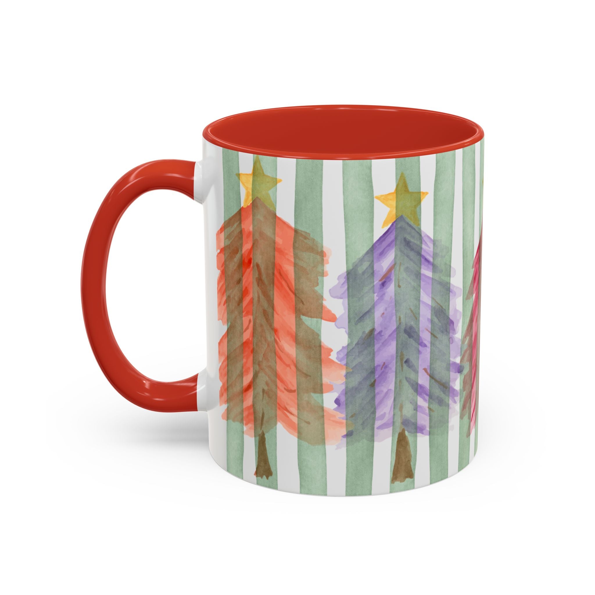 Colorful Vintage Christmas Trees , Accent Coffee Mug (11, 15oz), Sip in Style