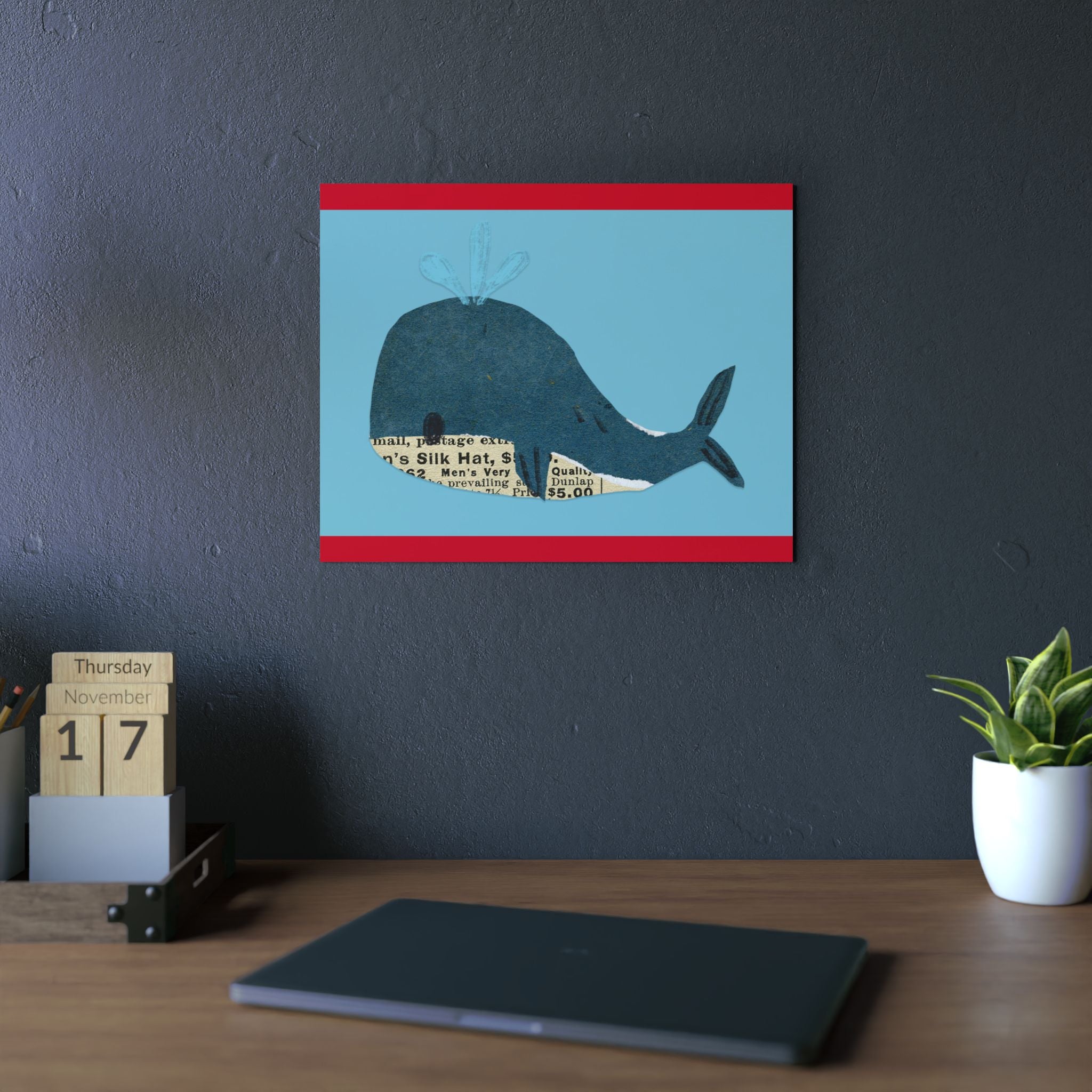 Whale Wall ART Aluminum Composite Panels, in 2 sizes. Great for kids rooms, playrooms and nursery.